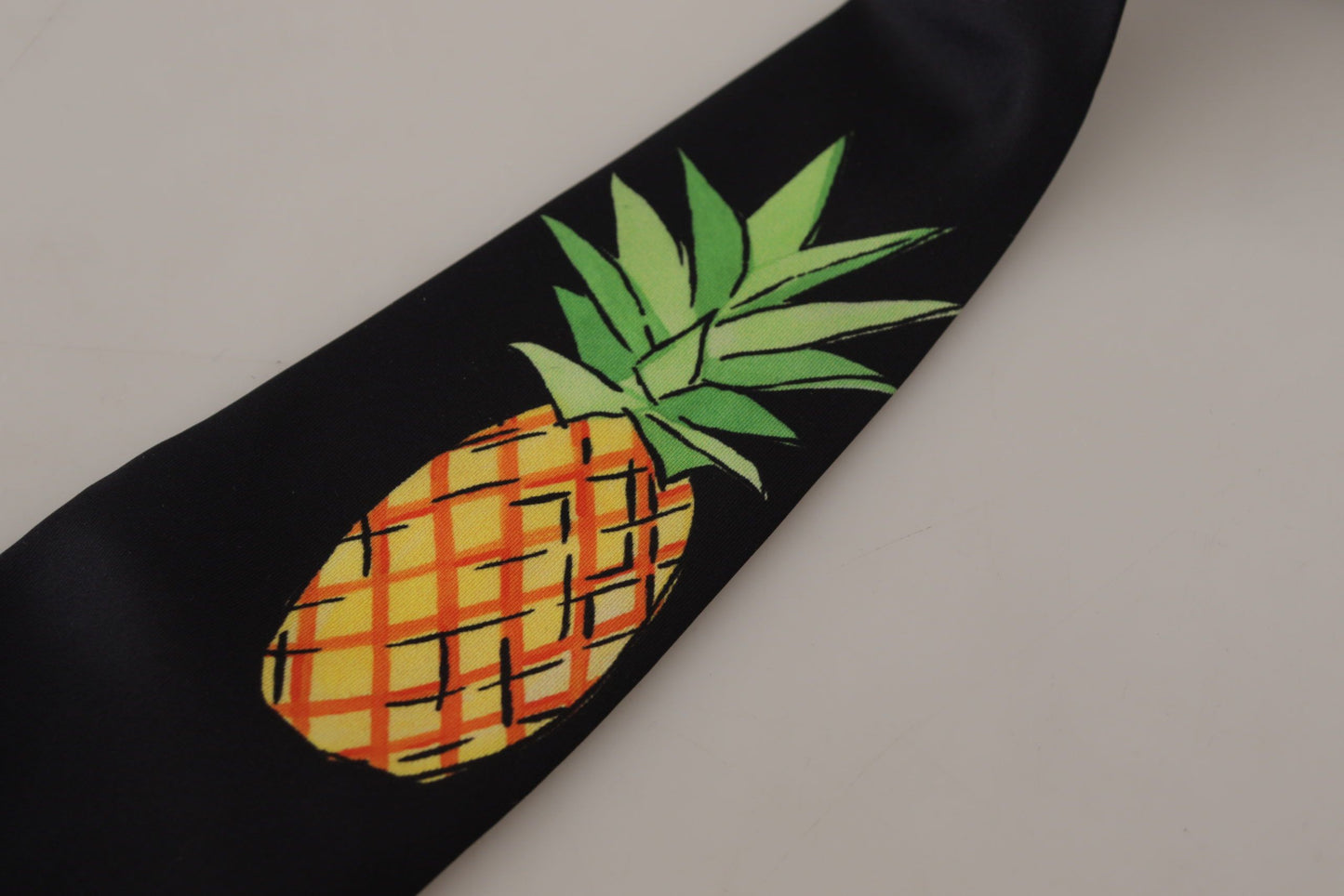 Dolce & Gabbana Black Pineapple Print Necktie Accessory Tie