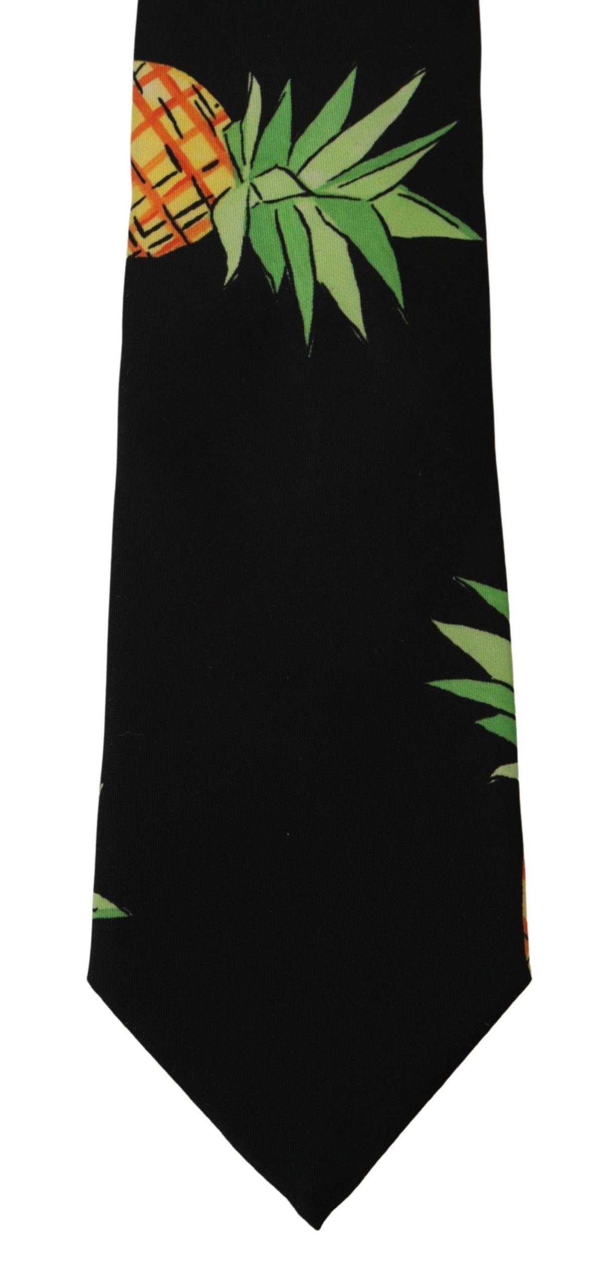 Dolce & Gabbana Black Pineapple Print Necktie Accessory Tie