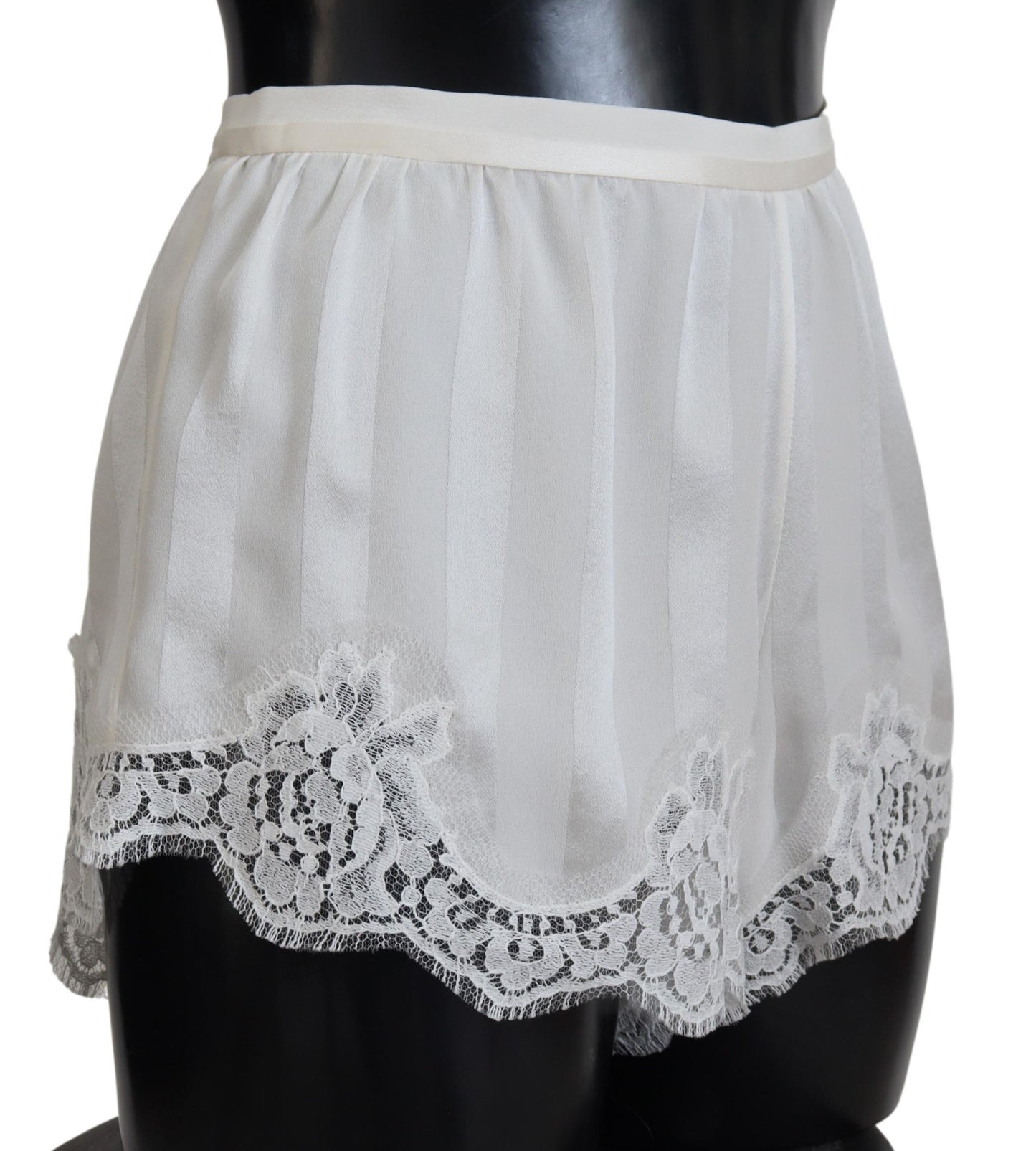 Dolce & Gabbana White Silk Floral Lace Lingerie Underwear