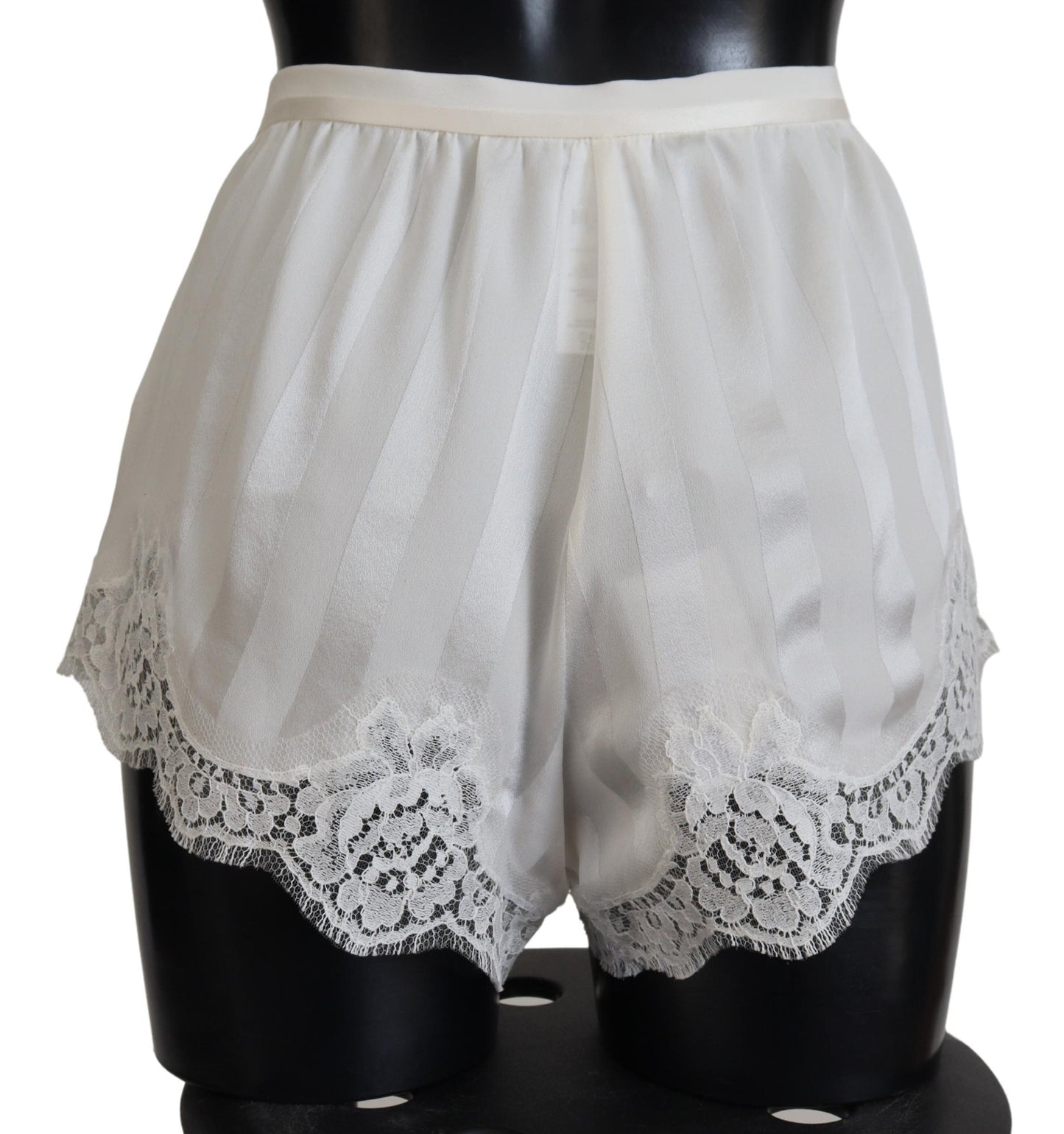 Dolce & Gabbana White Silk Floral Lace Lingerie Underwear