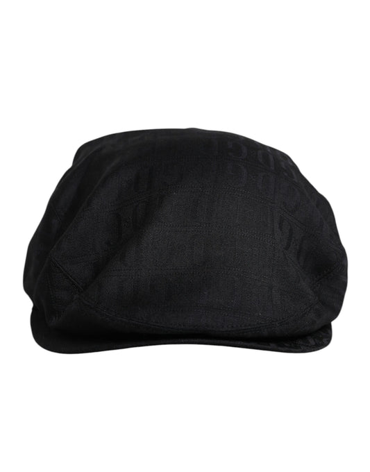 Dolce & Gabbana Black Wool Newsboy Capello Cabbie Hat