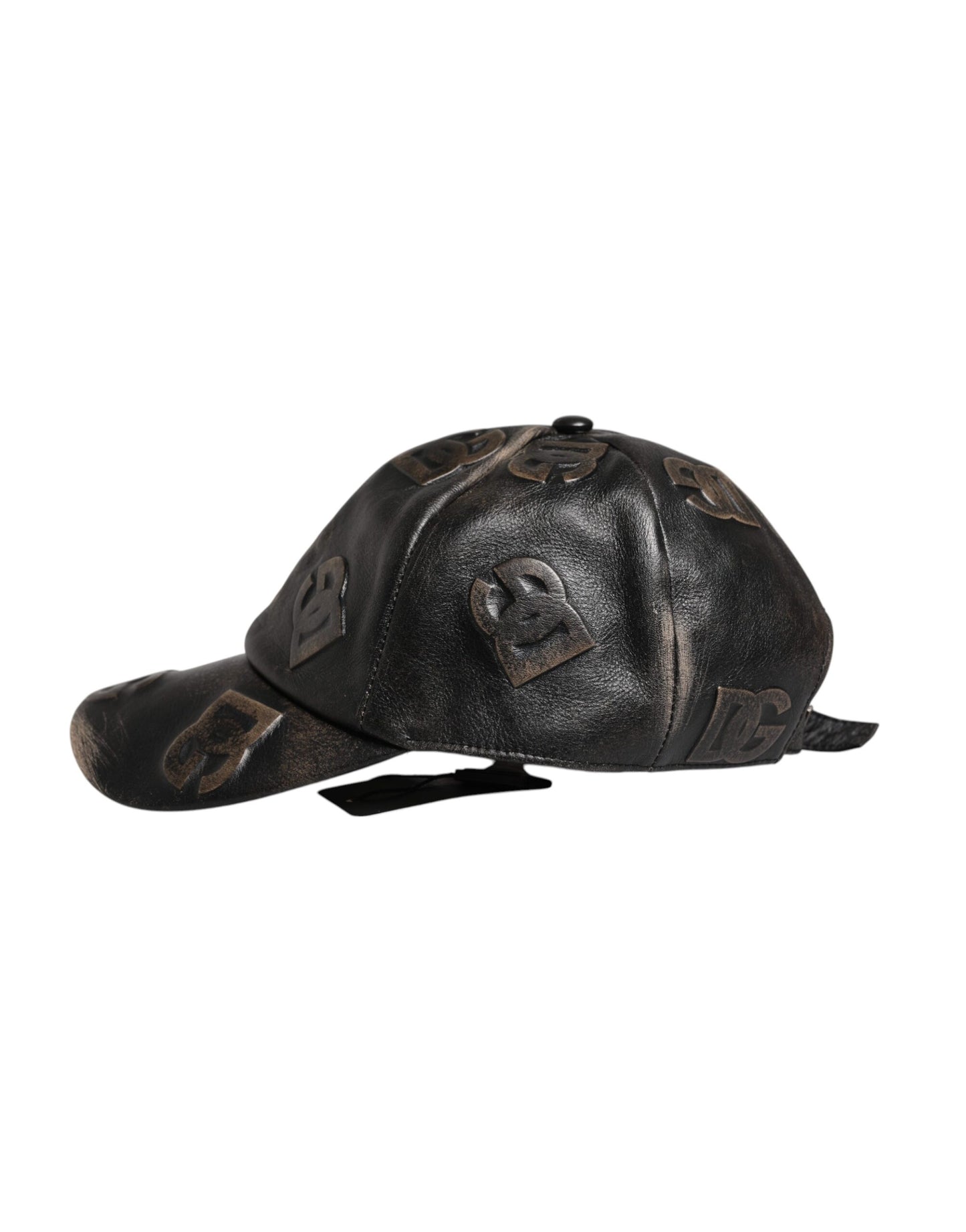 Dolce & Gabbana Brown Leather Logo Monogram Baseball Cap