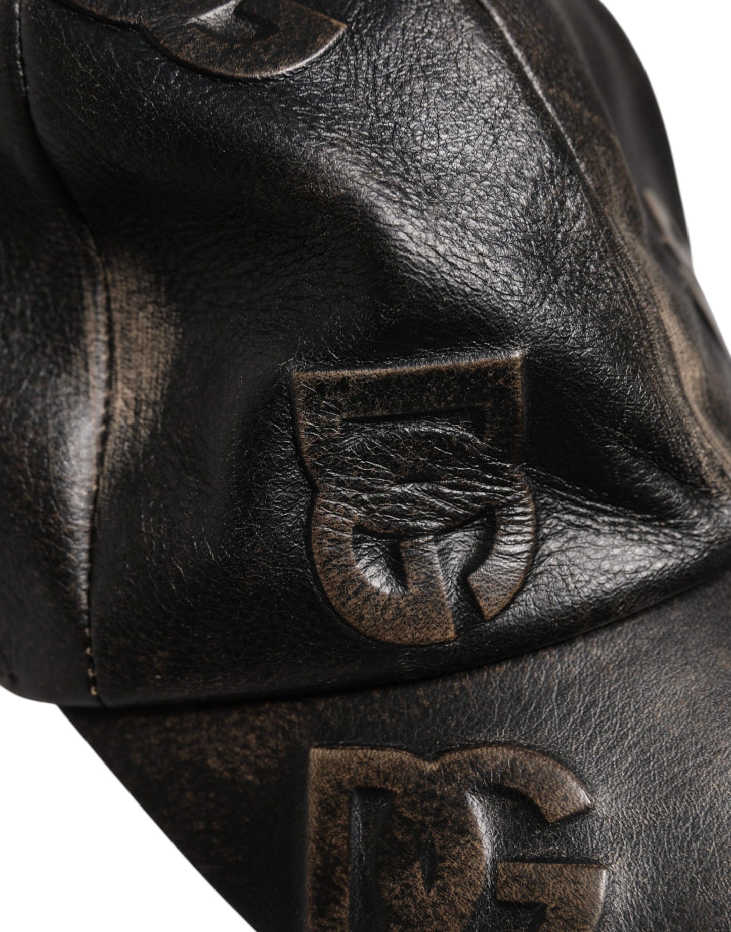 Dolce & Gabbana Brown Leather Logo Monogram Baseball Cap
