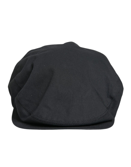 Dolce & Gabbana Black Cotton Newsboy Capello Cabbie Hat