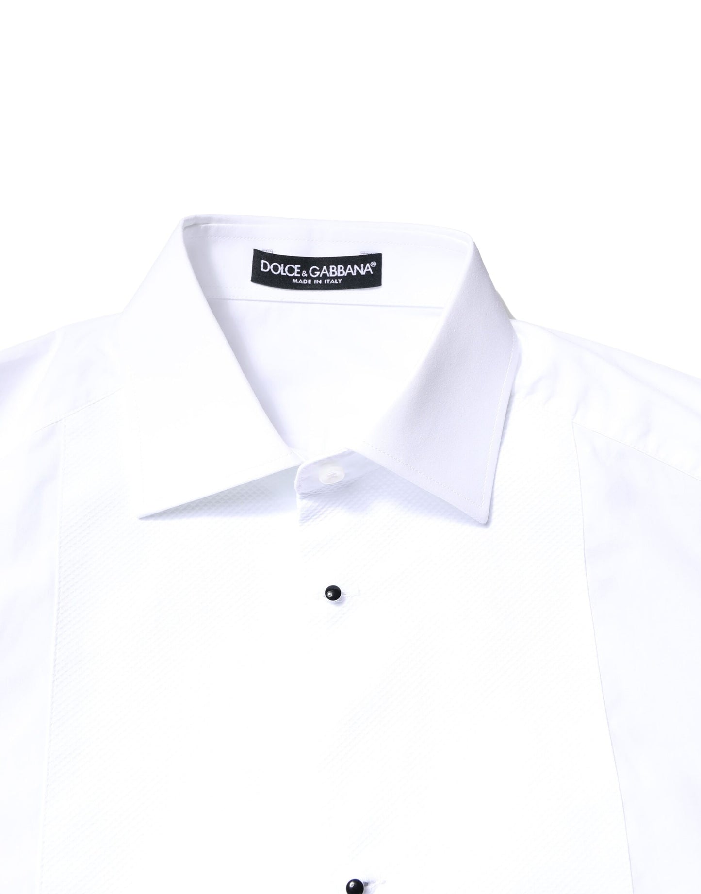 Dolce & Gabbana White Cotton Poplin Bib Formal Dress Shirt