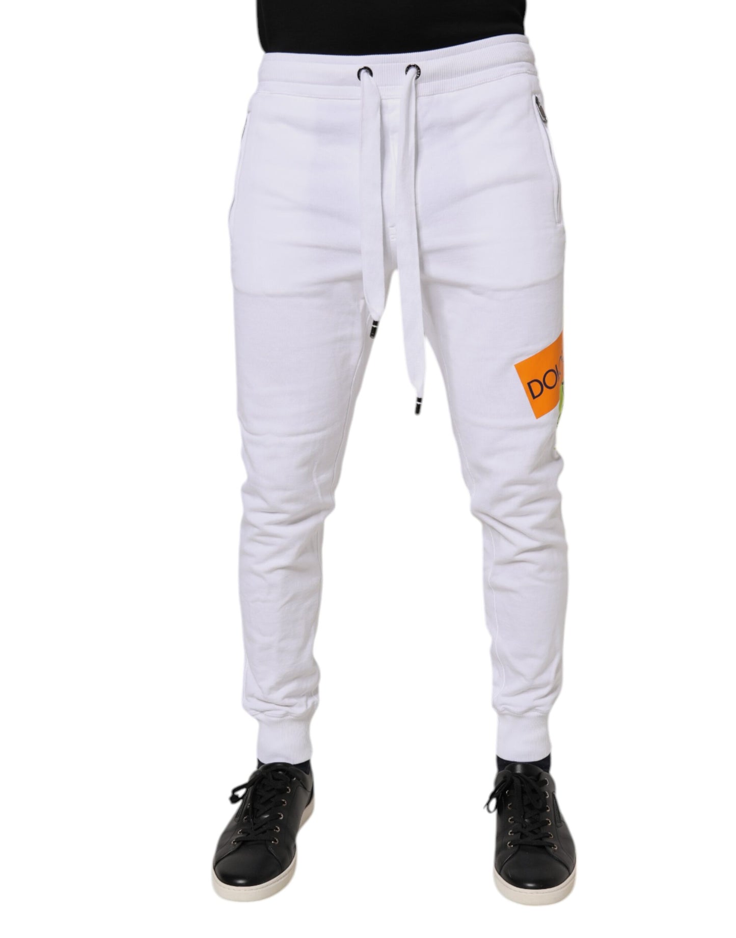 Dolce & Gabbana White Logo Tape Jogger Cotton Sweatpants Pants