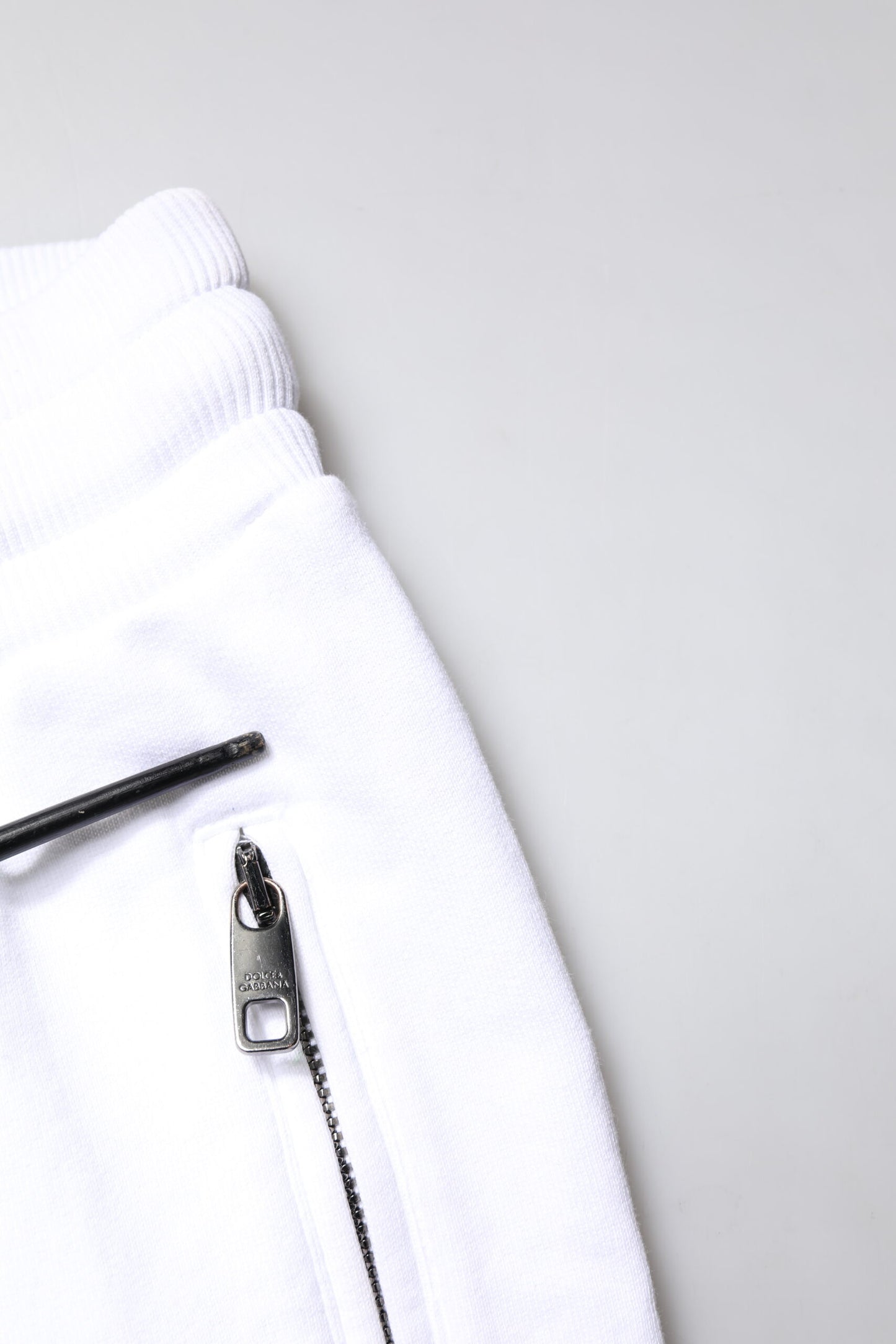 Dolce & Gabbana White Logo Patch Men Skinny Sweatpants Pants