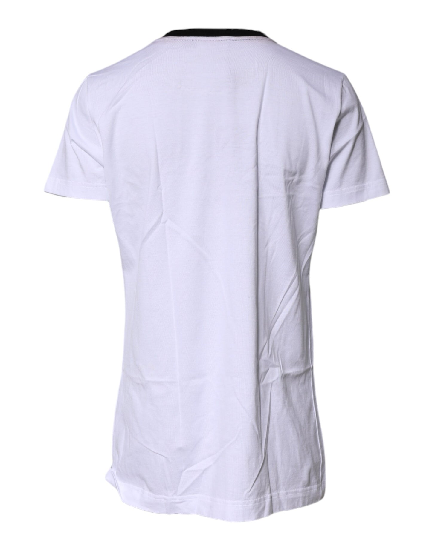 Dolce & Gabbana White Printed Round Neck Top Cotton T-shirt