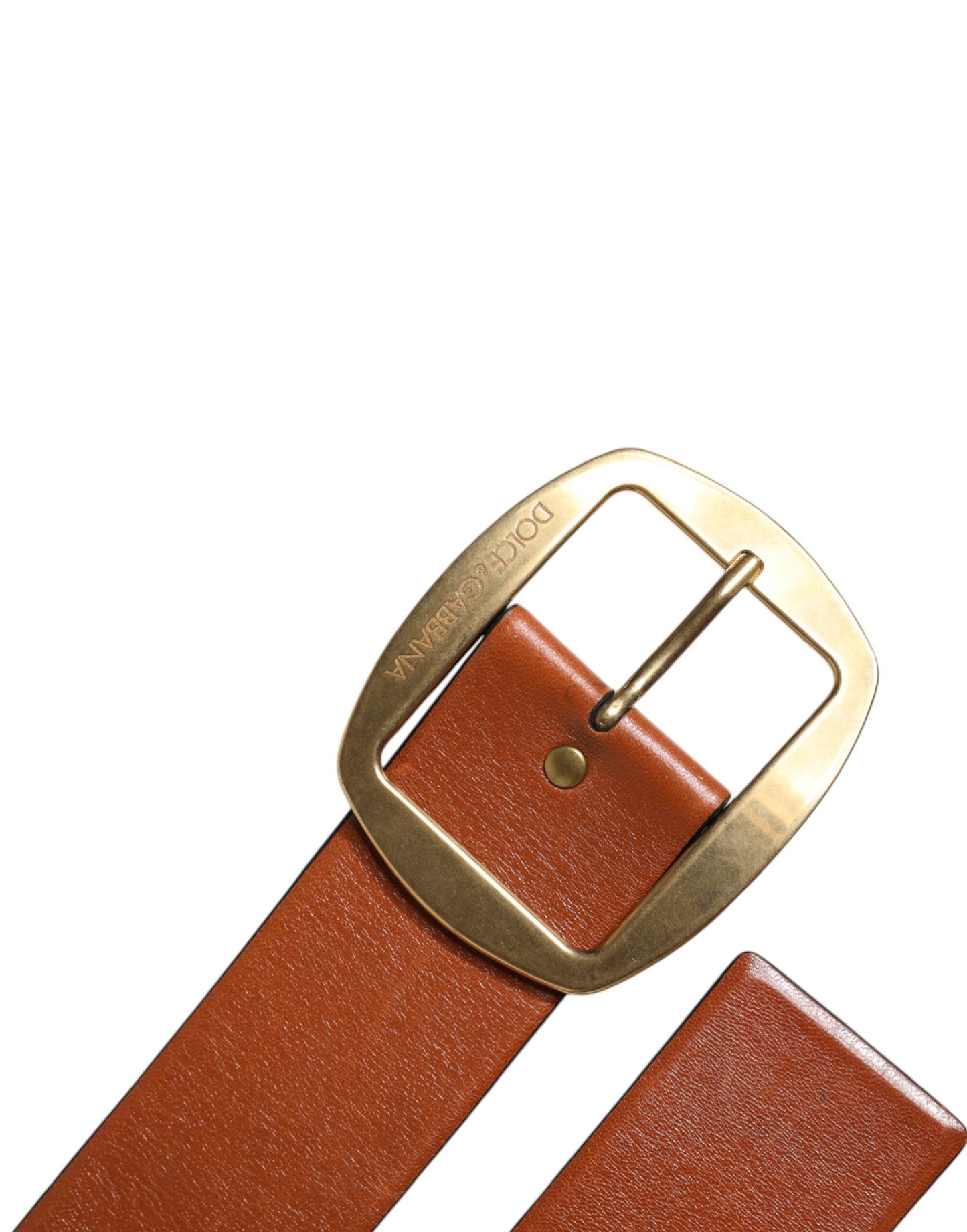 Dolce & Gabbana Brown Leather Gold Metal Buckle Classic Belt