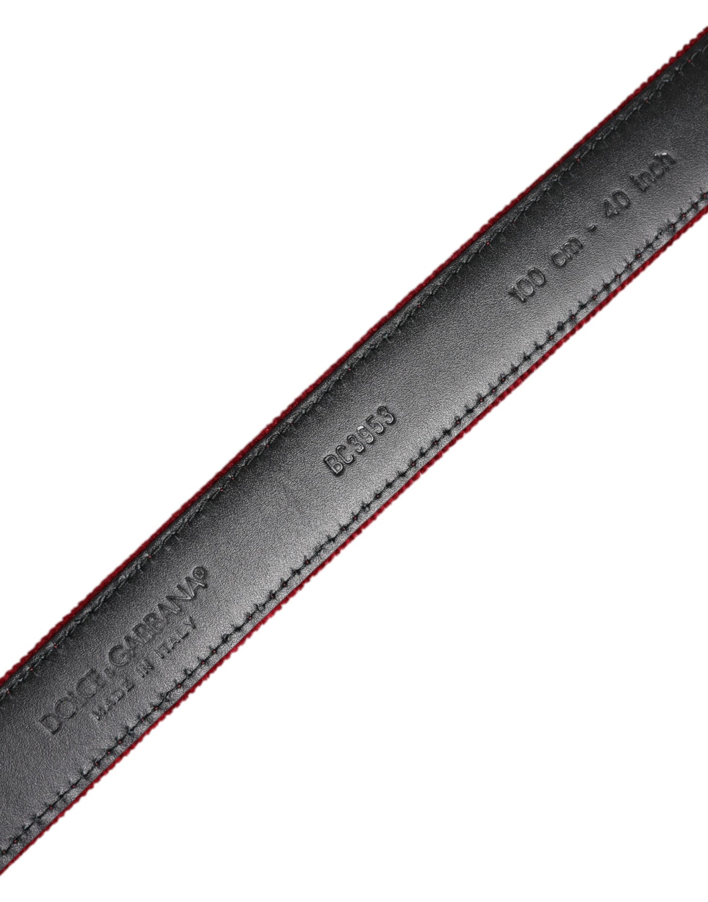 Dolce & Gabbana Red Velvet Black Metal Buckle Logo Belt