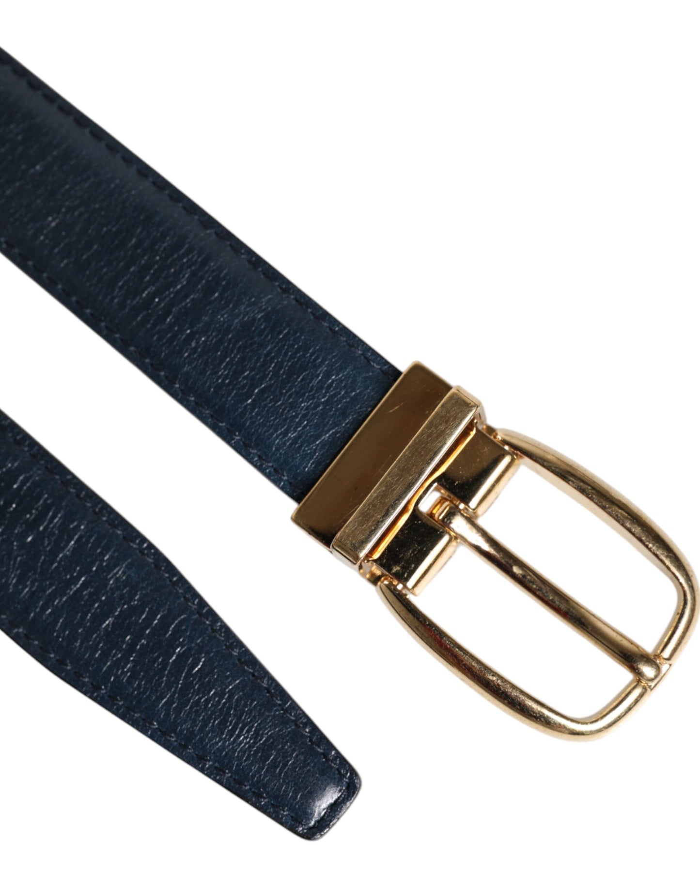 Dolce & Gabbana Blue Leather Metal Buckle Classic Belt