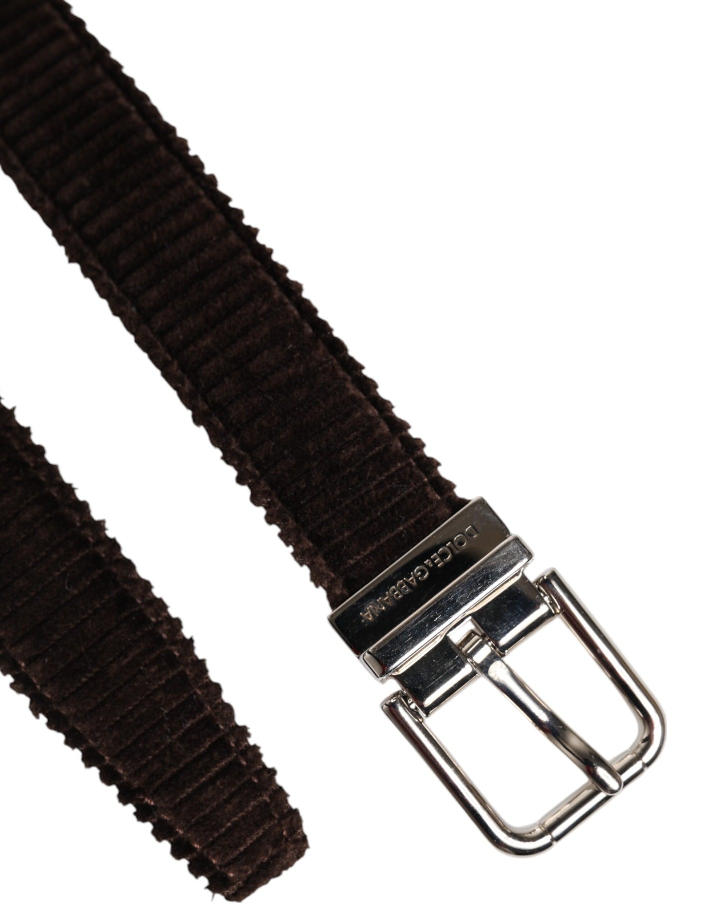 Dolce & Gabbana Brown Velvet Metal Buckle Classic Belt