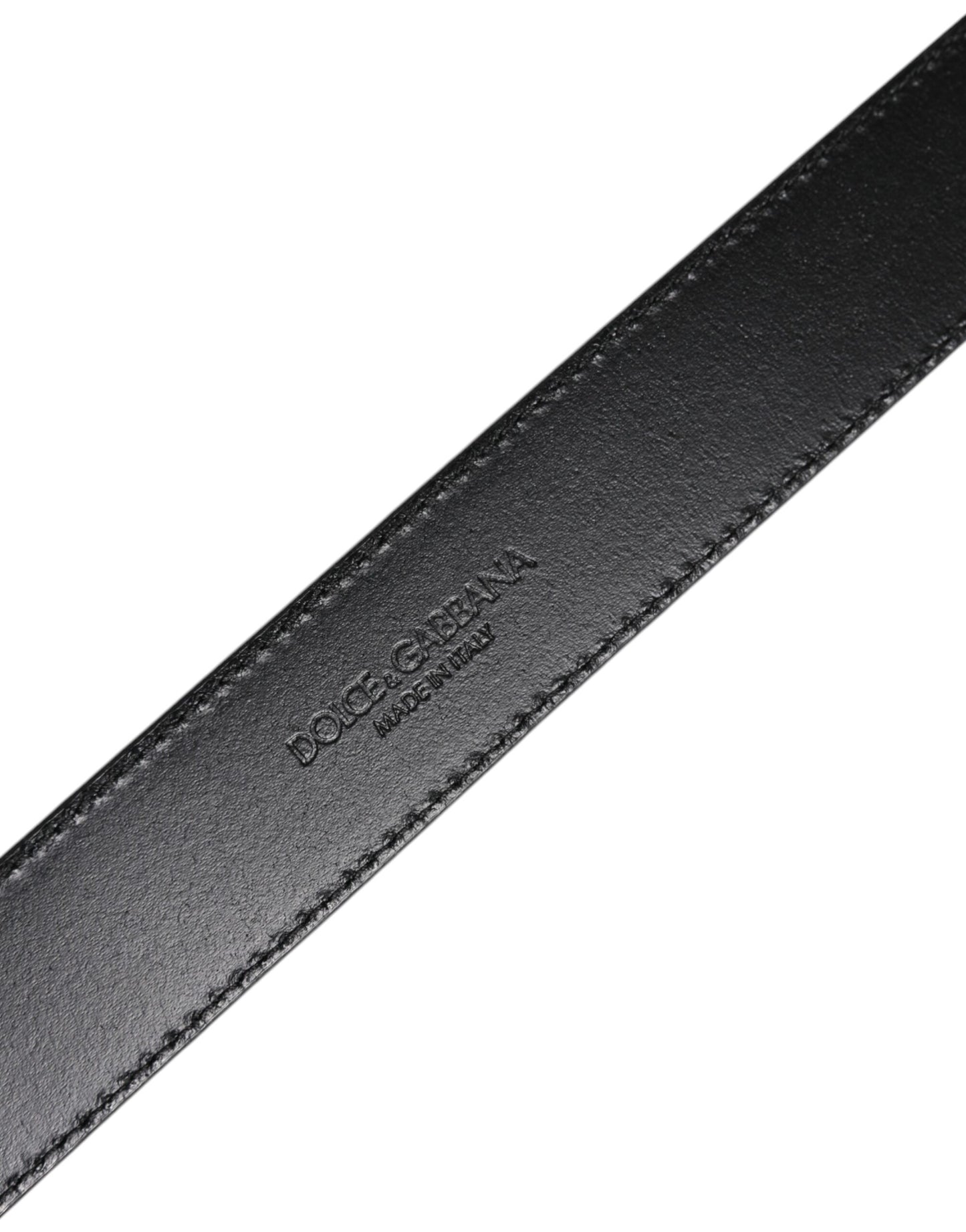 Dolce & Gabbana Silver Leather Classic Metal Logo Buckle Belt