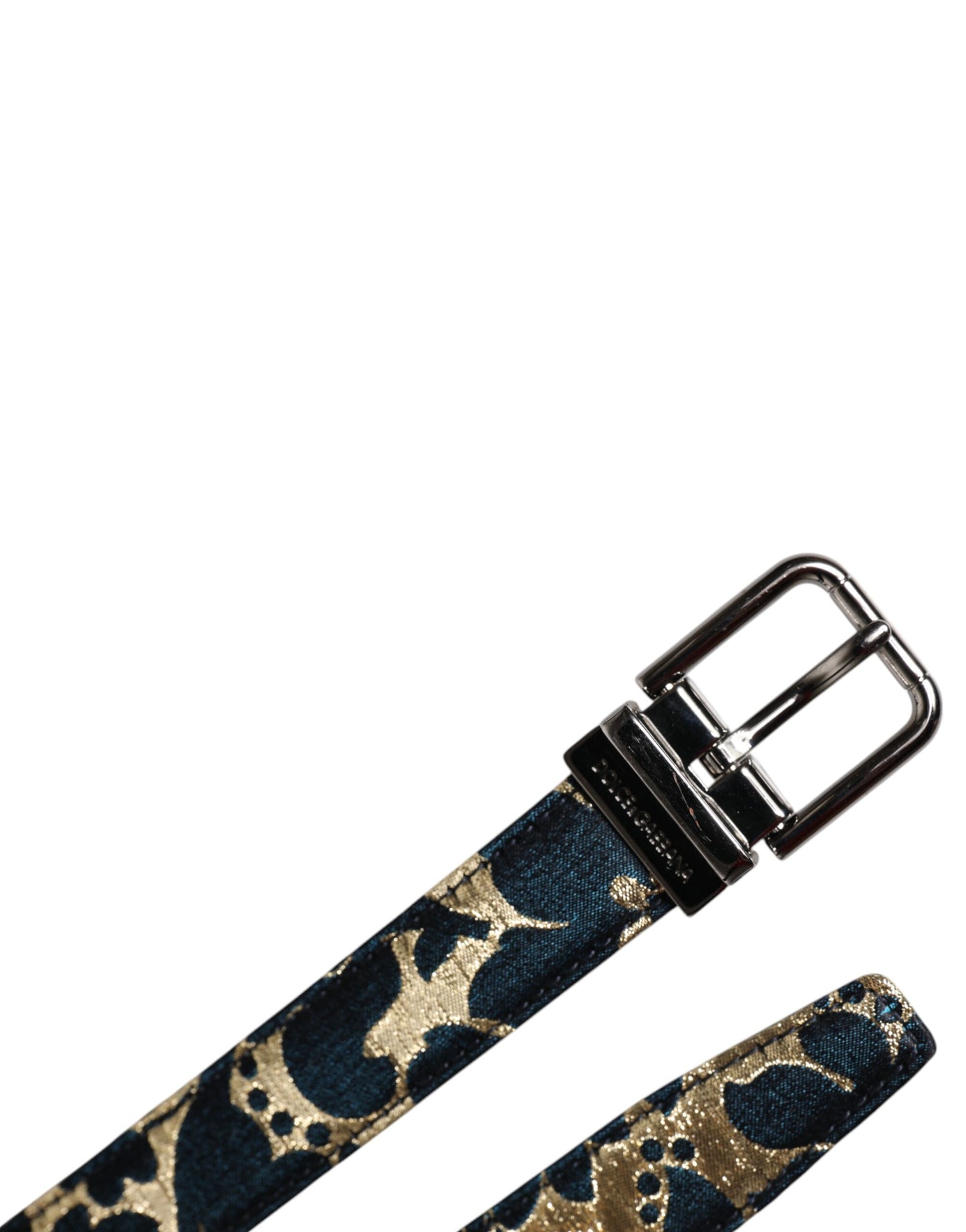 Dolce & Gabbana Multicolor Jacquard Leather Logo Buckle Belt