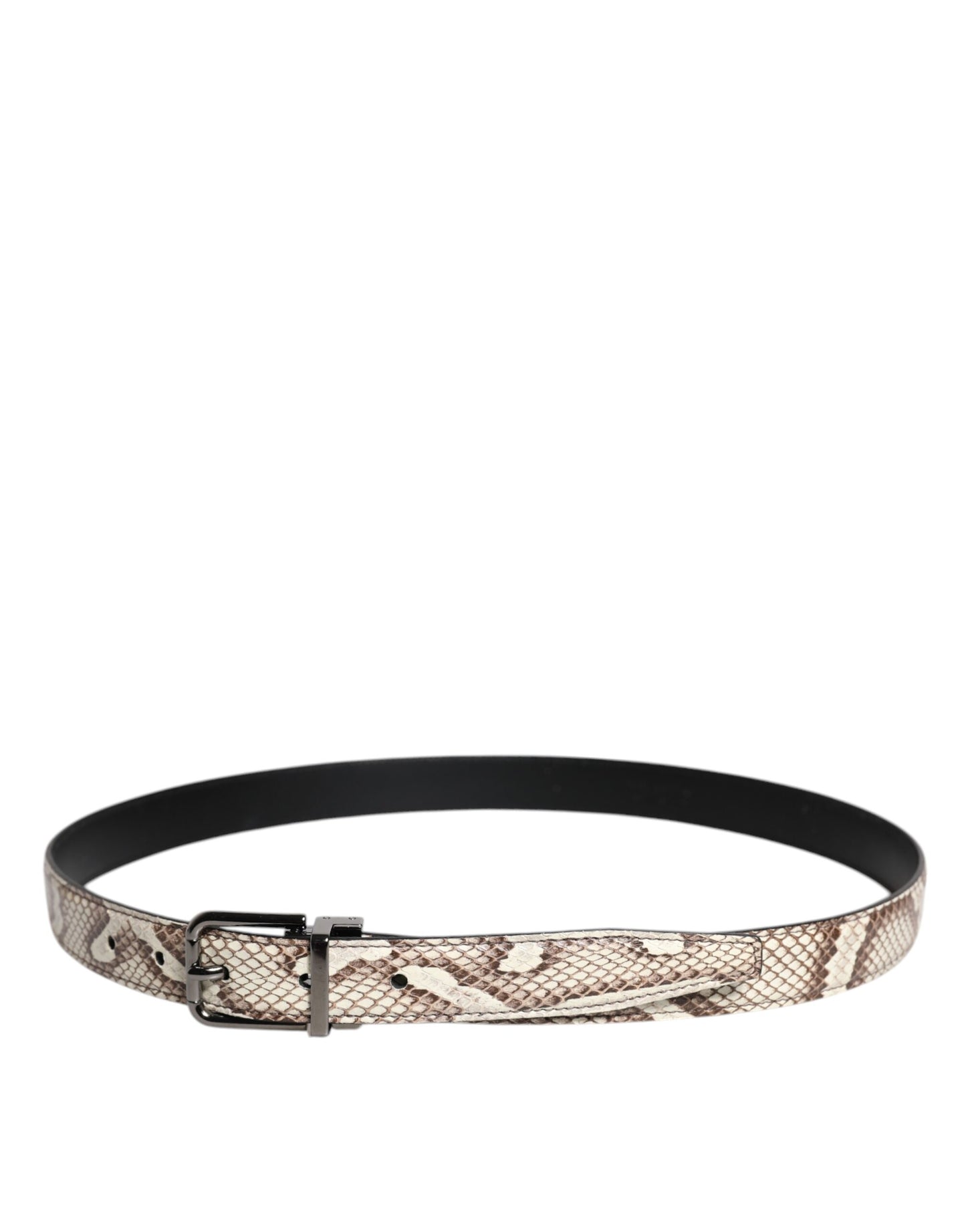 Dolce & Gabbana Brown Exotic Leather Classic Metal Buckle Belt