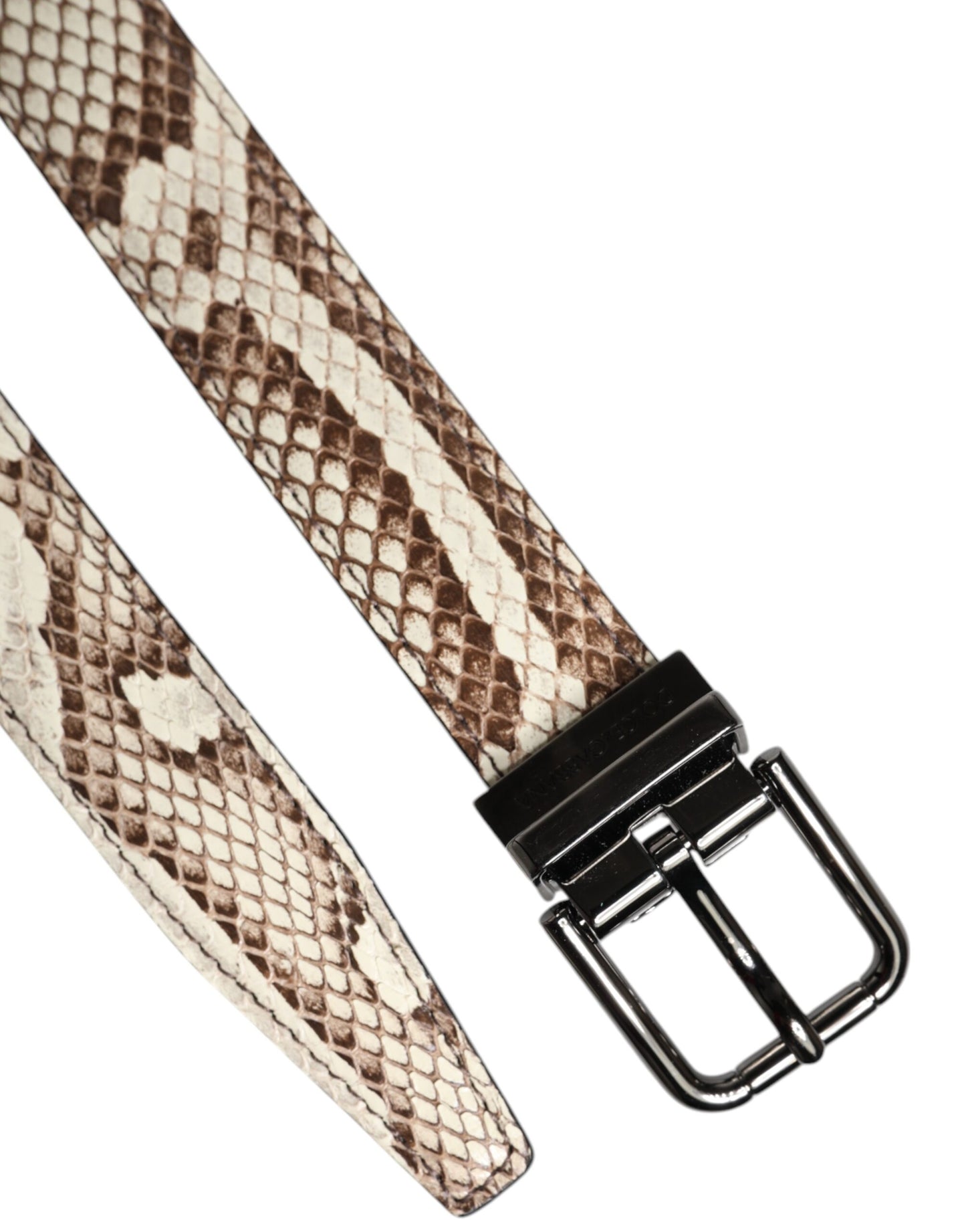 Dolce & Gabbana Brown Exotic Leather Classic Metal Buckle Belt