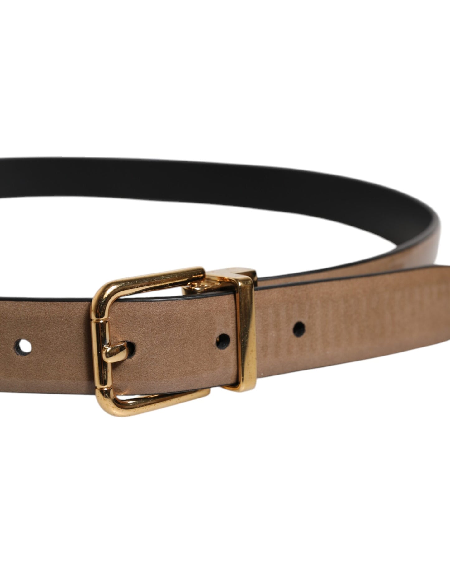 Dolce & Gabbana Brown Leather Classic Metal Logo Buckle Belt