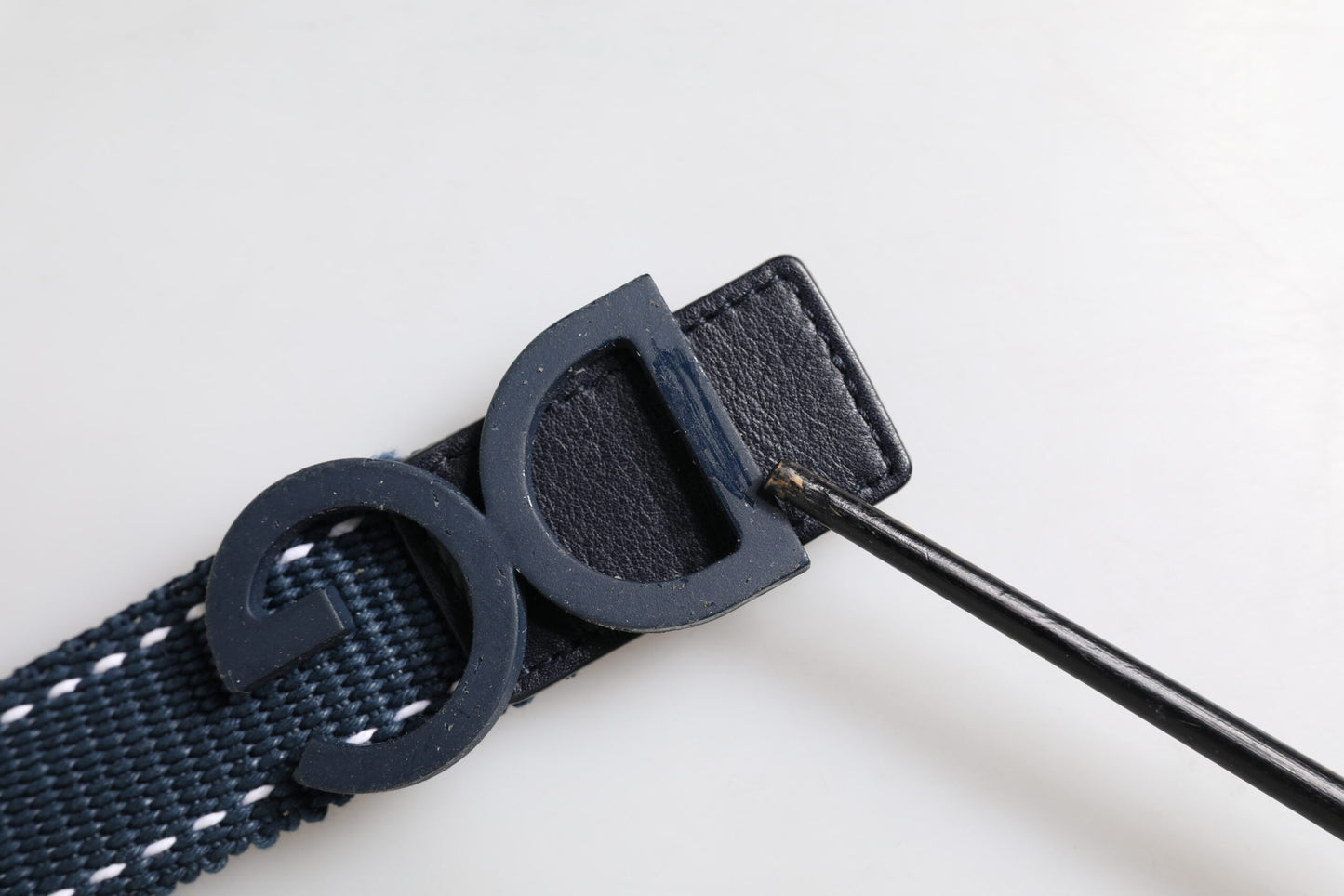 Dolce & Gabbana Blue White Cotton DG Logo Metal Buckle Belt