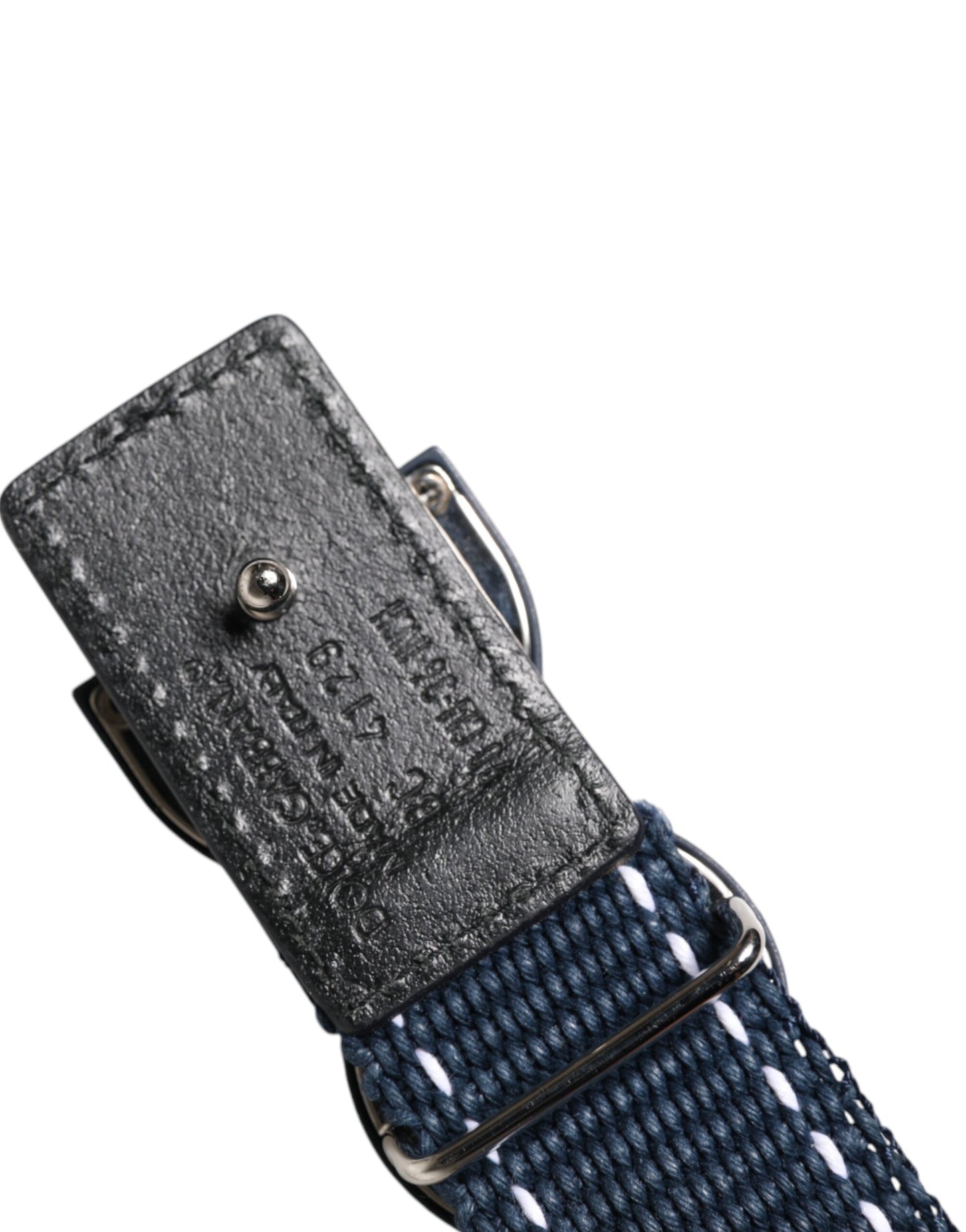 Dolce & Gabbana Blue White Cotton DG Logo Metal Buckle Belt