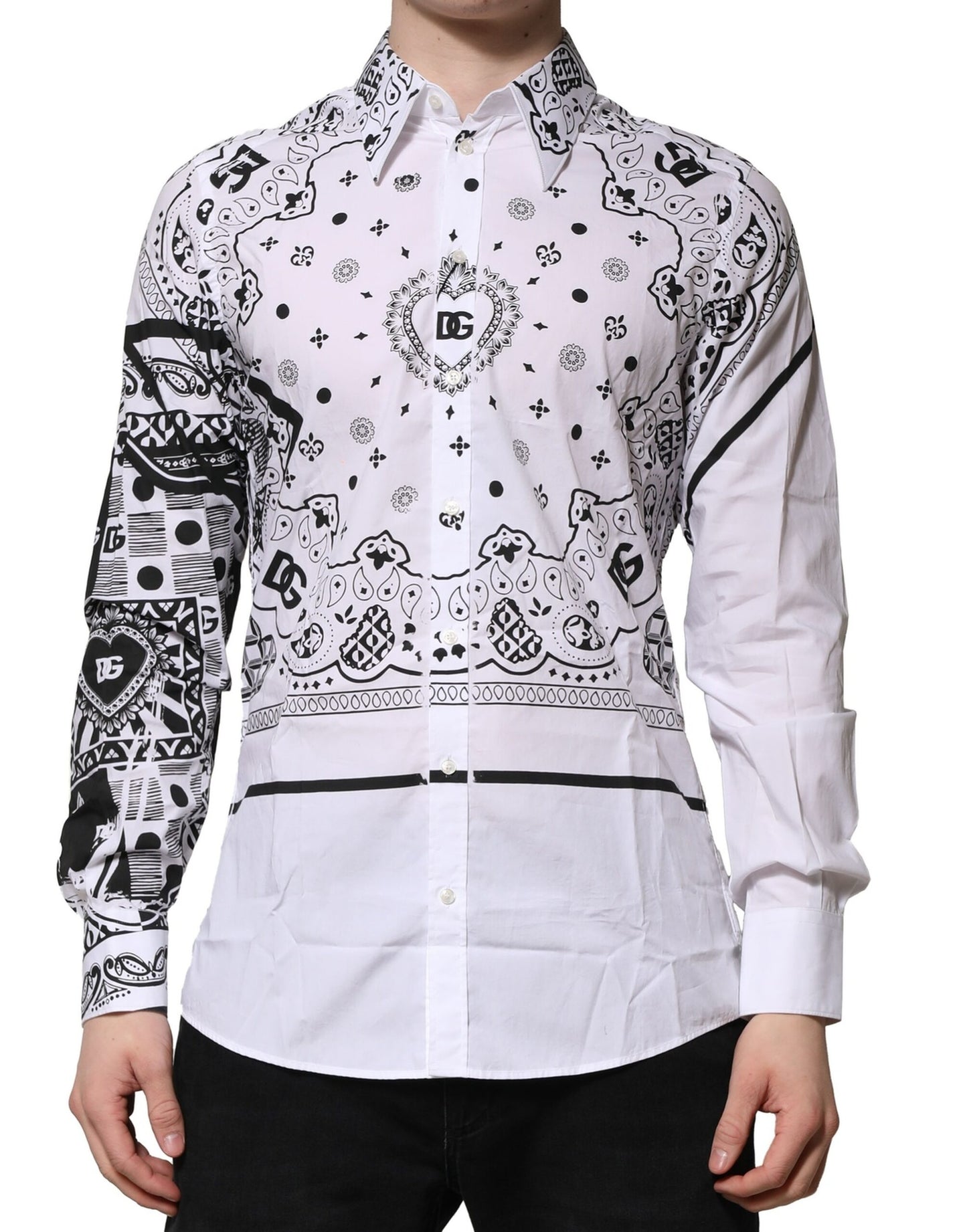 Dolce & Gabbana White MARTINI Bandana Print Formal Shirt