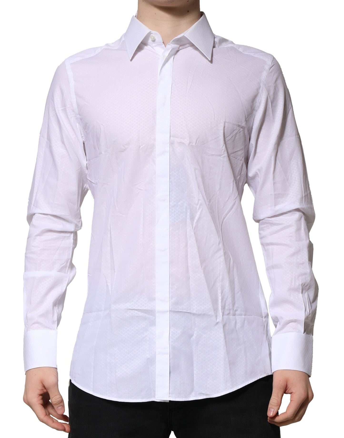 Dolce & Gabbana White MARTINI Long Sleeves Men Formal Shirt