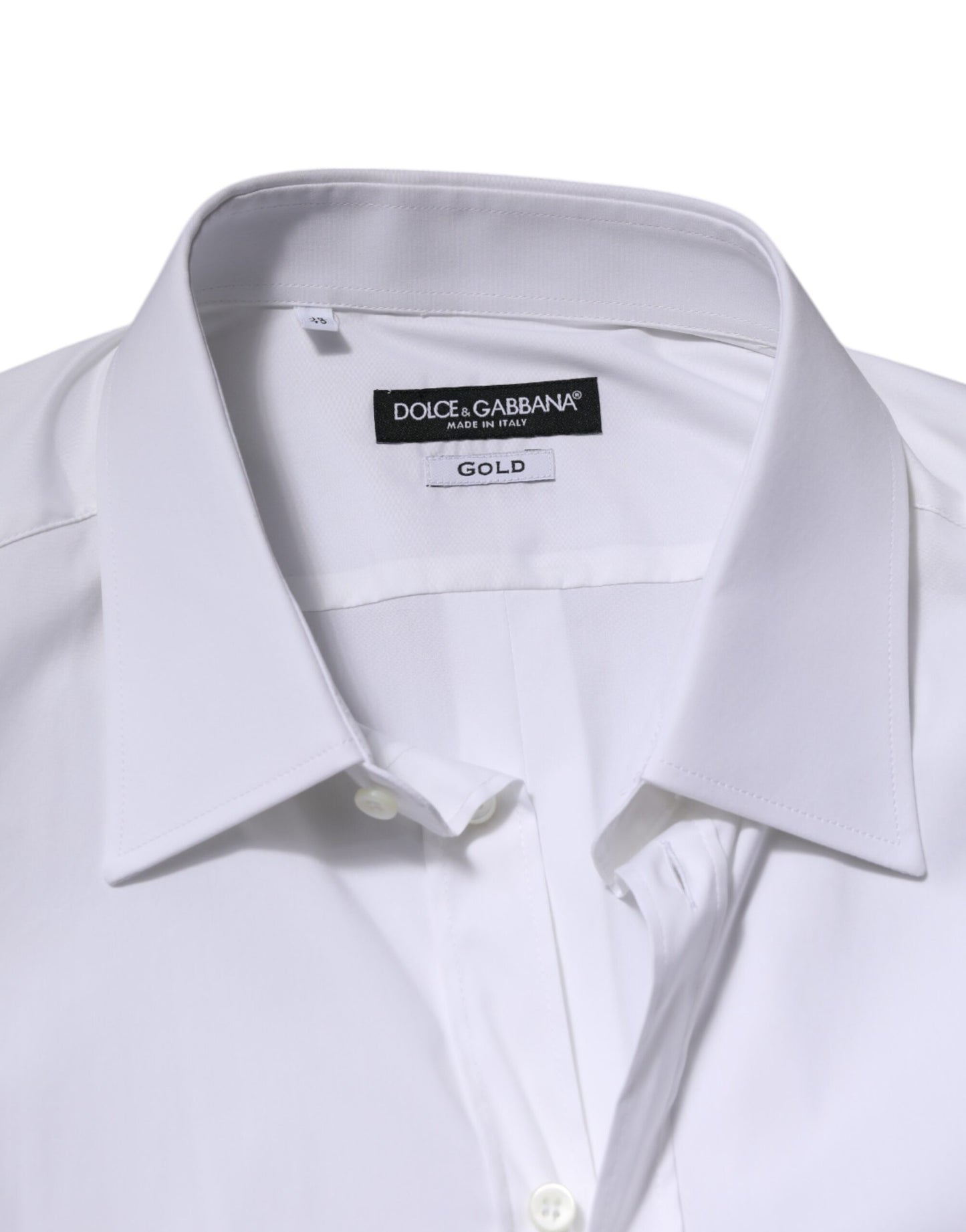 Dolce & Gabbana White Cotton GOLD Long Sleeves Formal Shirt