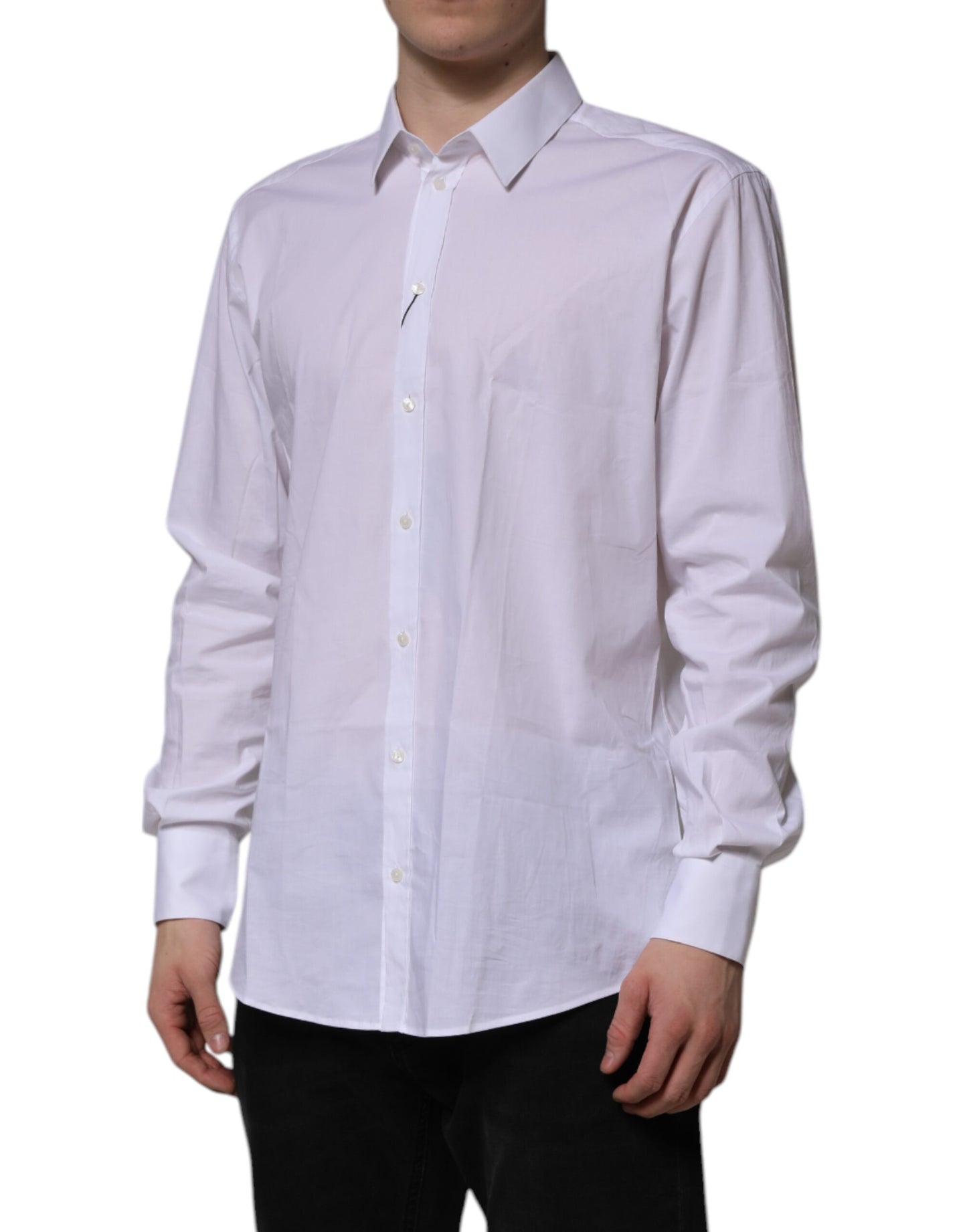 Dolce & Gabbana White MARTINI Long Sleeve Dress Formal Shirt