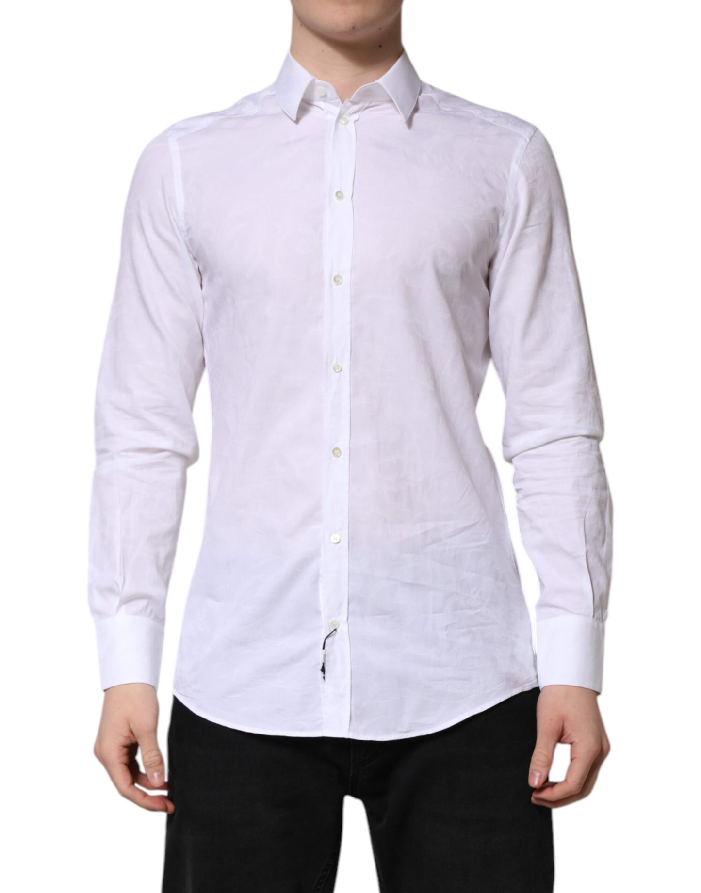 Dolce & Gabbana White MARTINI Cotton Long Sleeve Formal Shirt