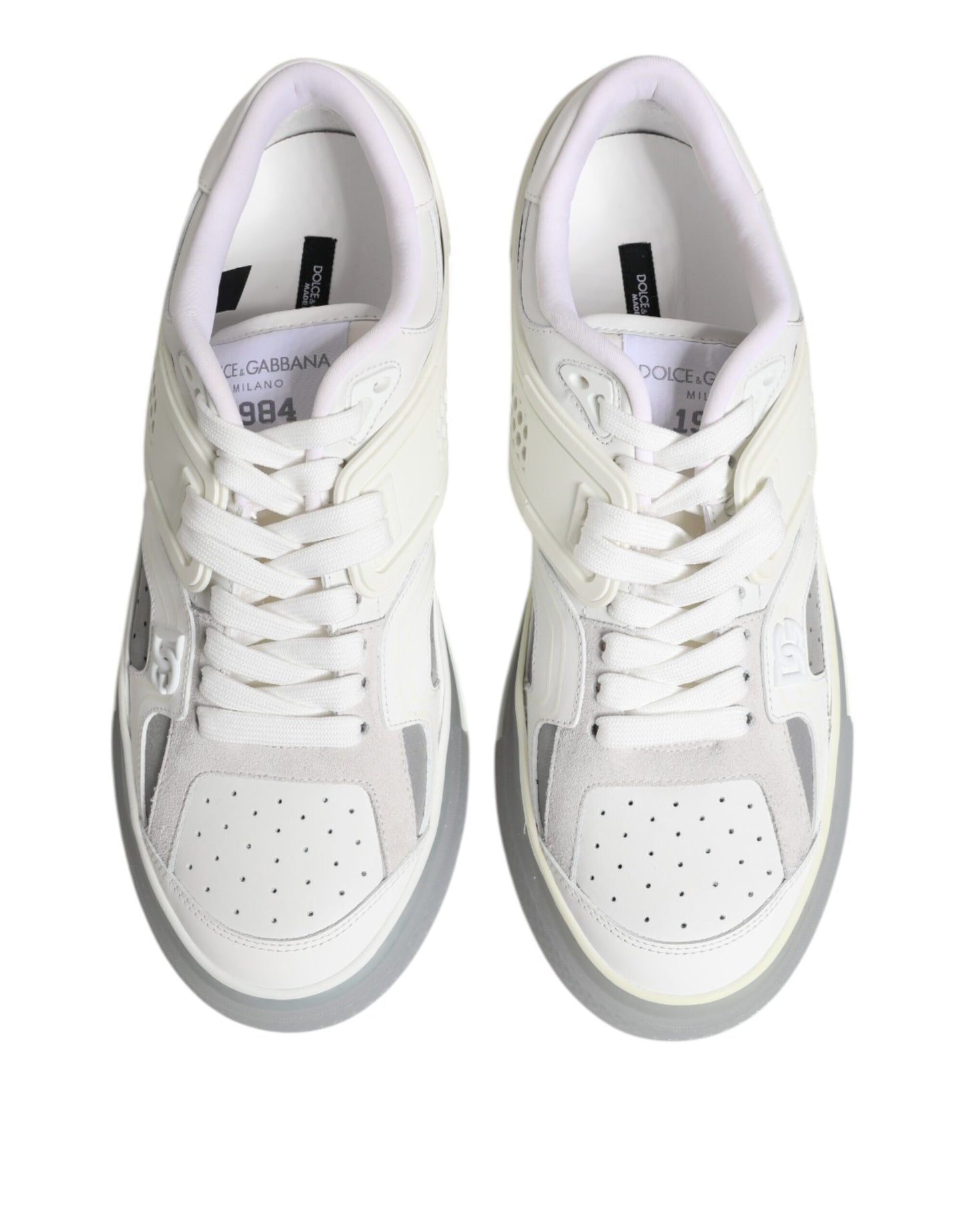 Dolce & Gabbana White Low Top DG Embossed Men Sneakers Shoes