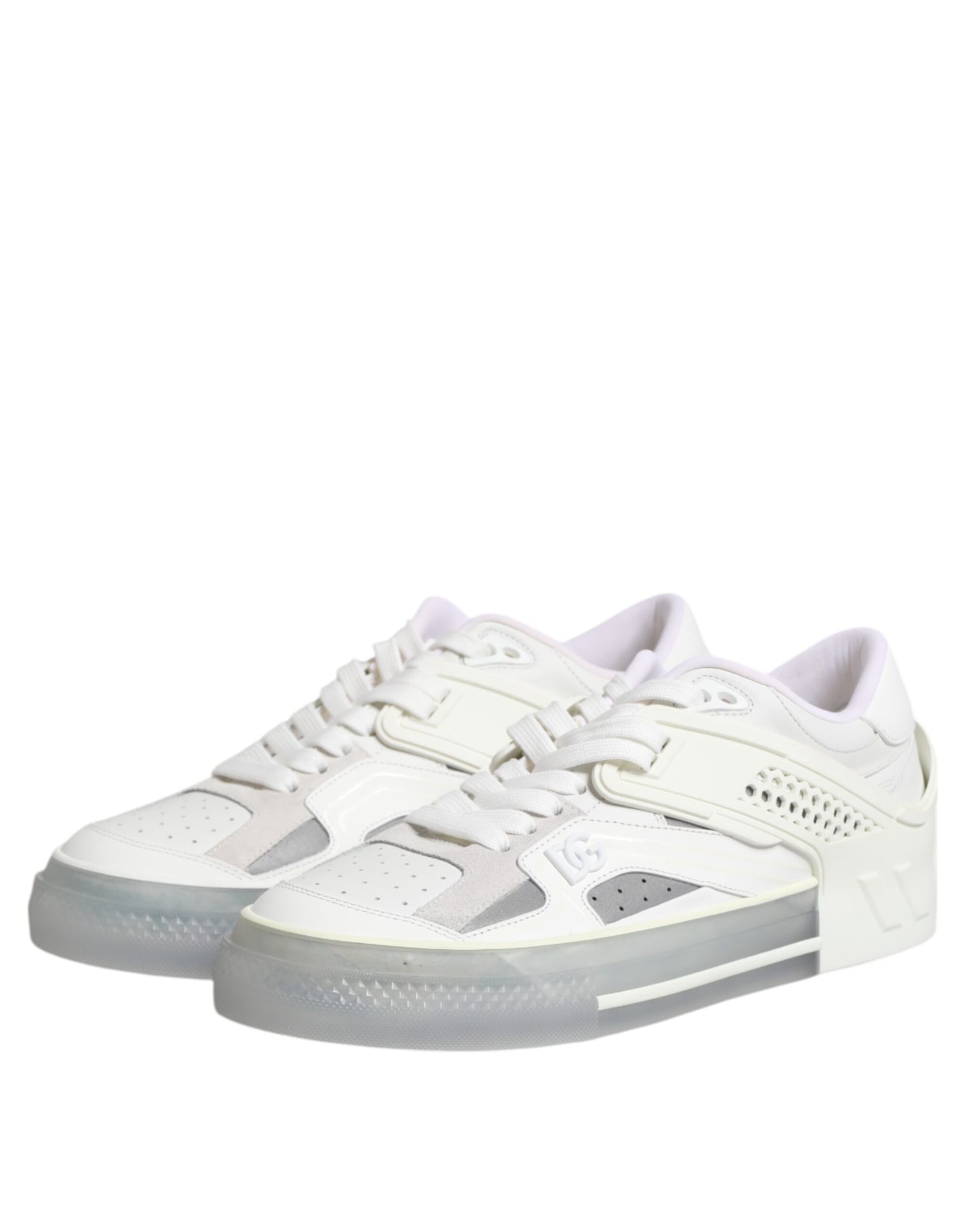 Dolce & Gabbana White Low Top DG Embossed Men Sneakers Shoes