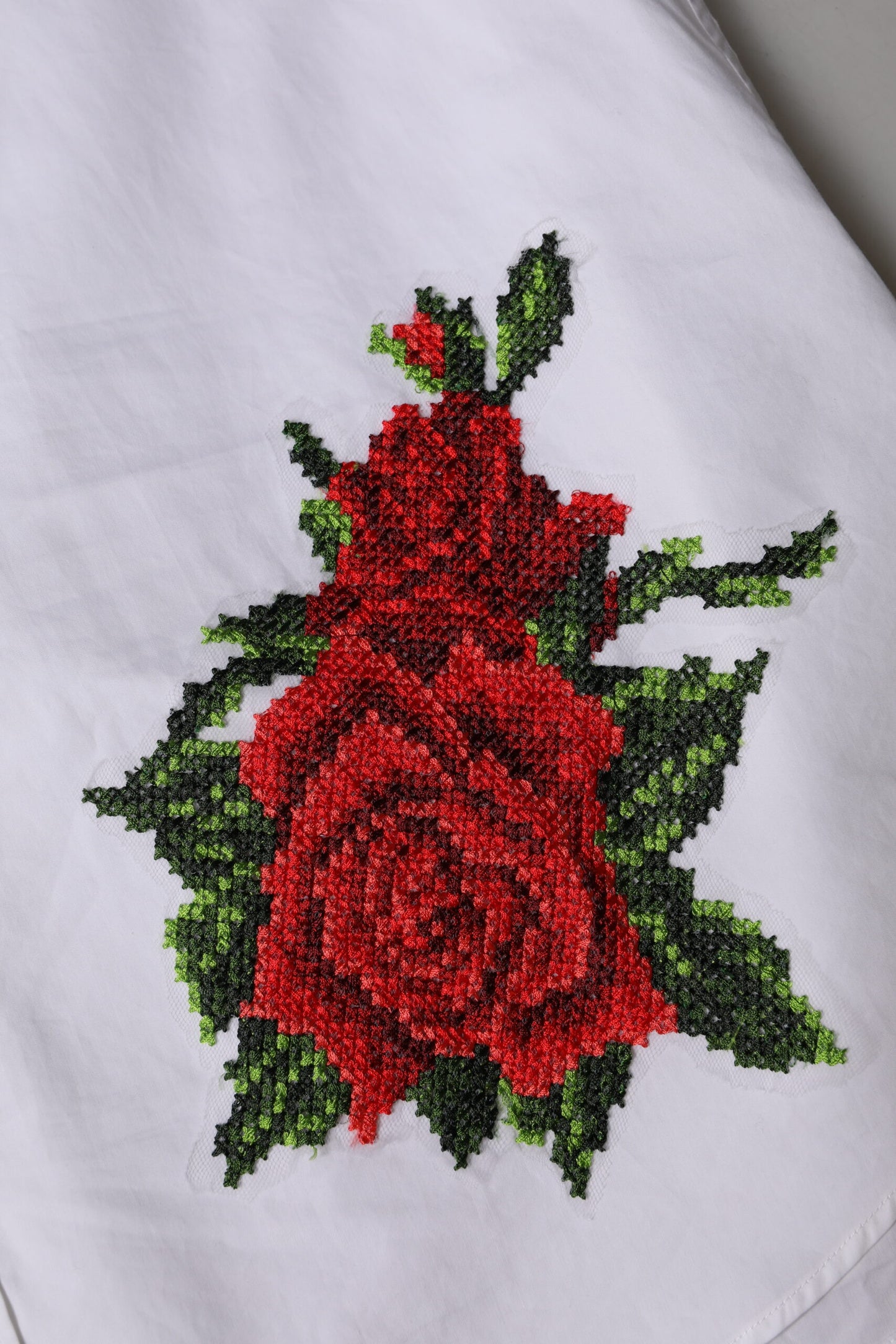 Dolce & Gabbana White Floral Cotton Collared Shirt Top