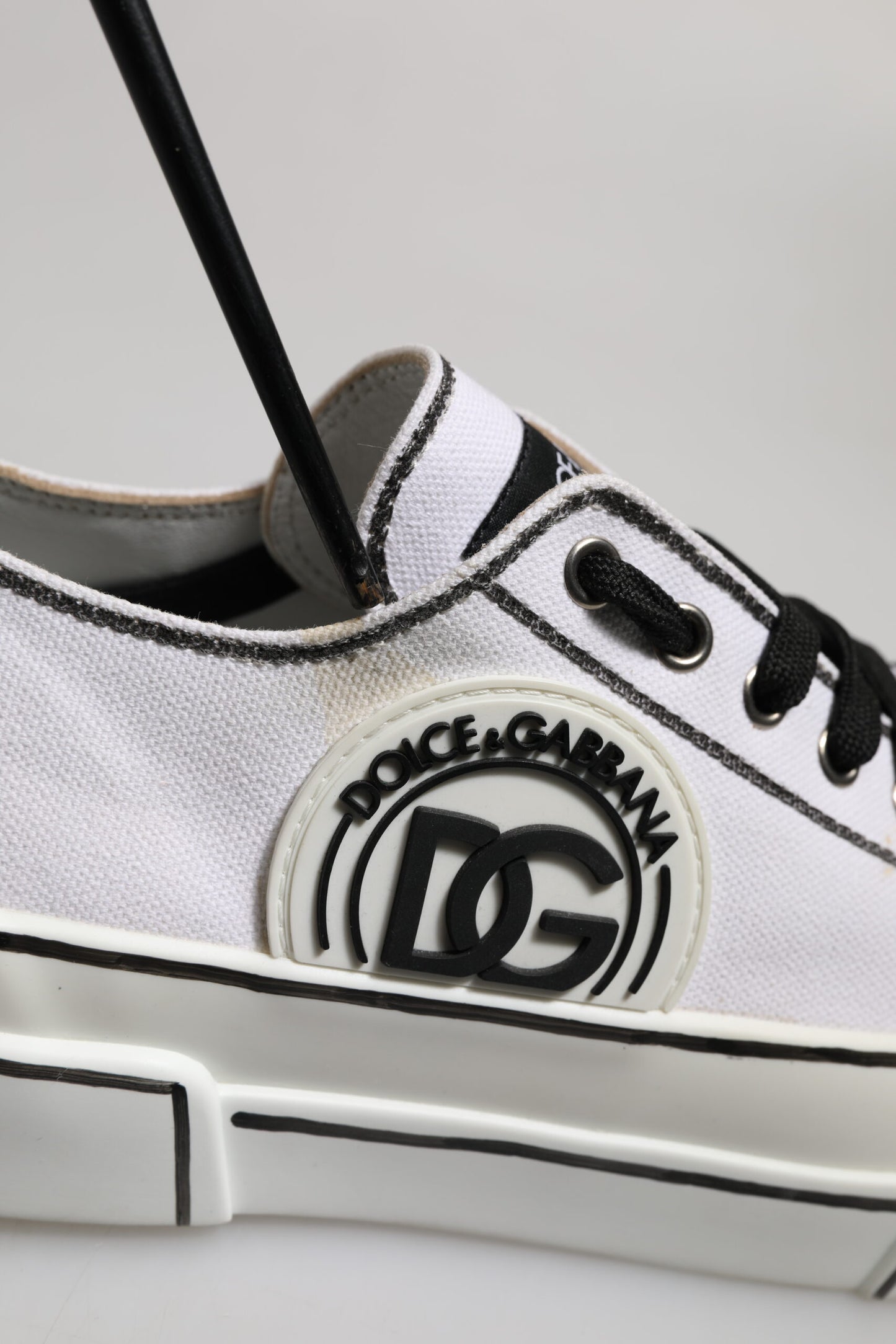 Dolce & Gabbana White Canvas Logo Low Top Men Sneakers Shoes