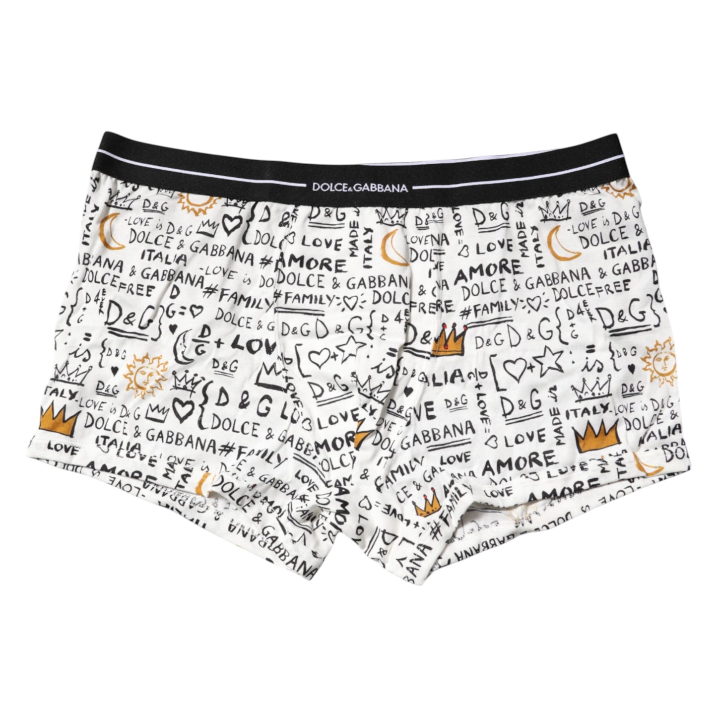 Dolce & Gabbana White Printed Cotton Regular Boxer Underwear