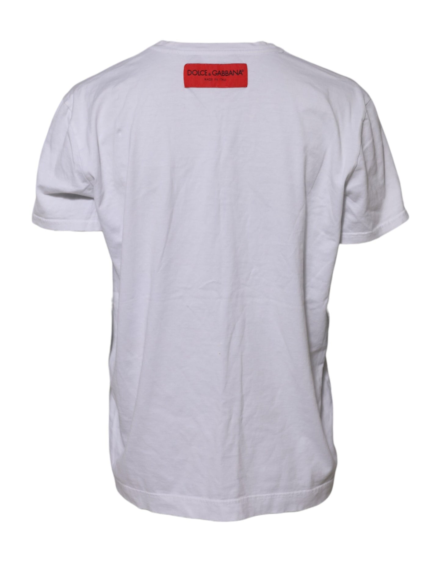 Dolce & Gabbana White Printed Cotton Short Sleeves T-shirt