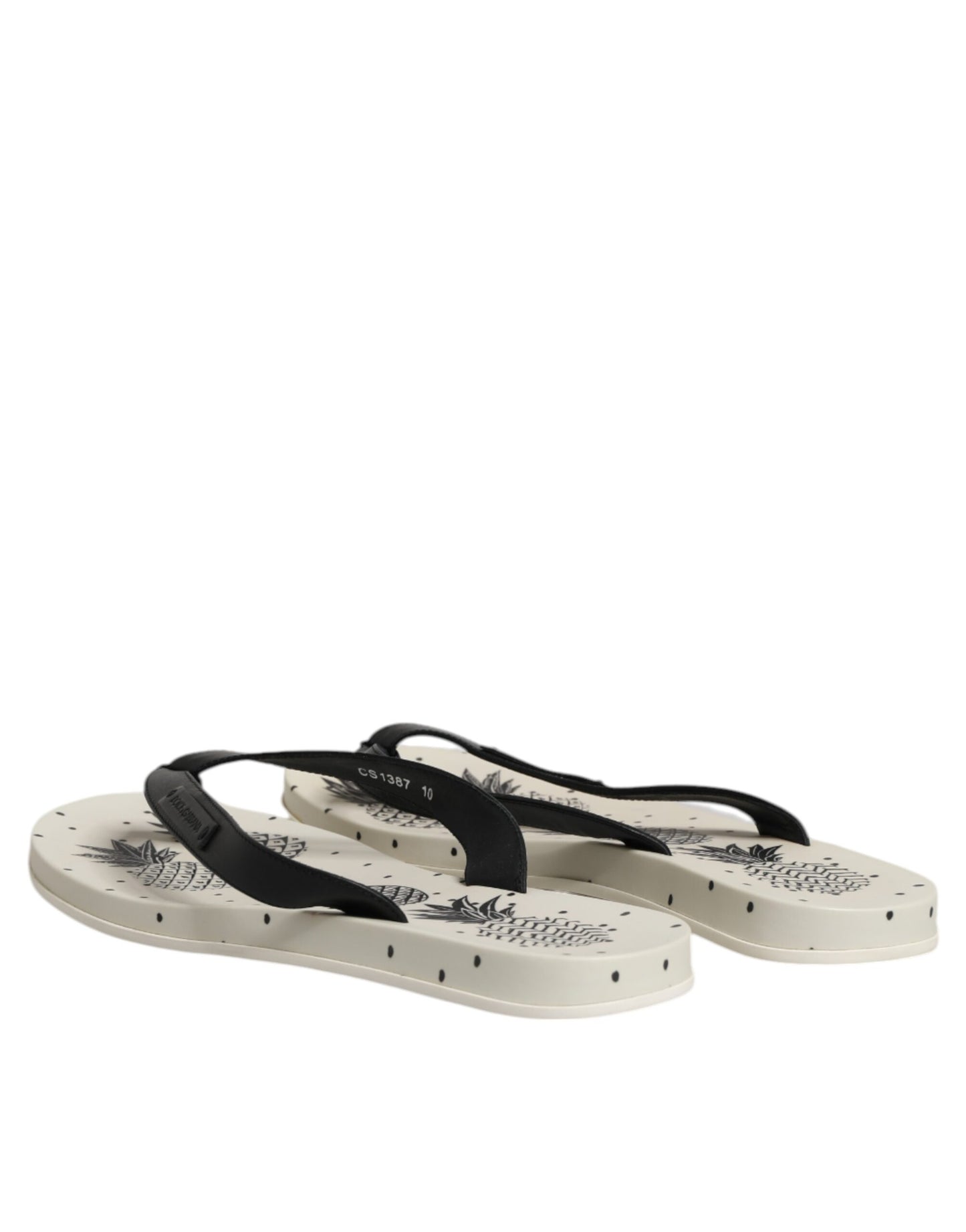 Dolce & Gabbana White Pineapple Print Slides Beachwear Shoes