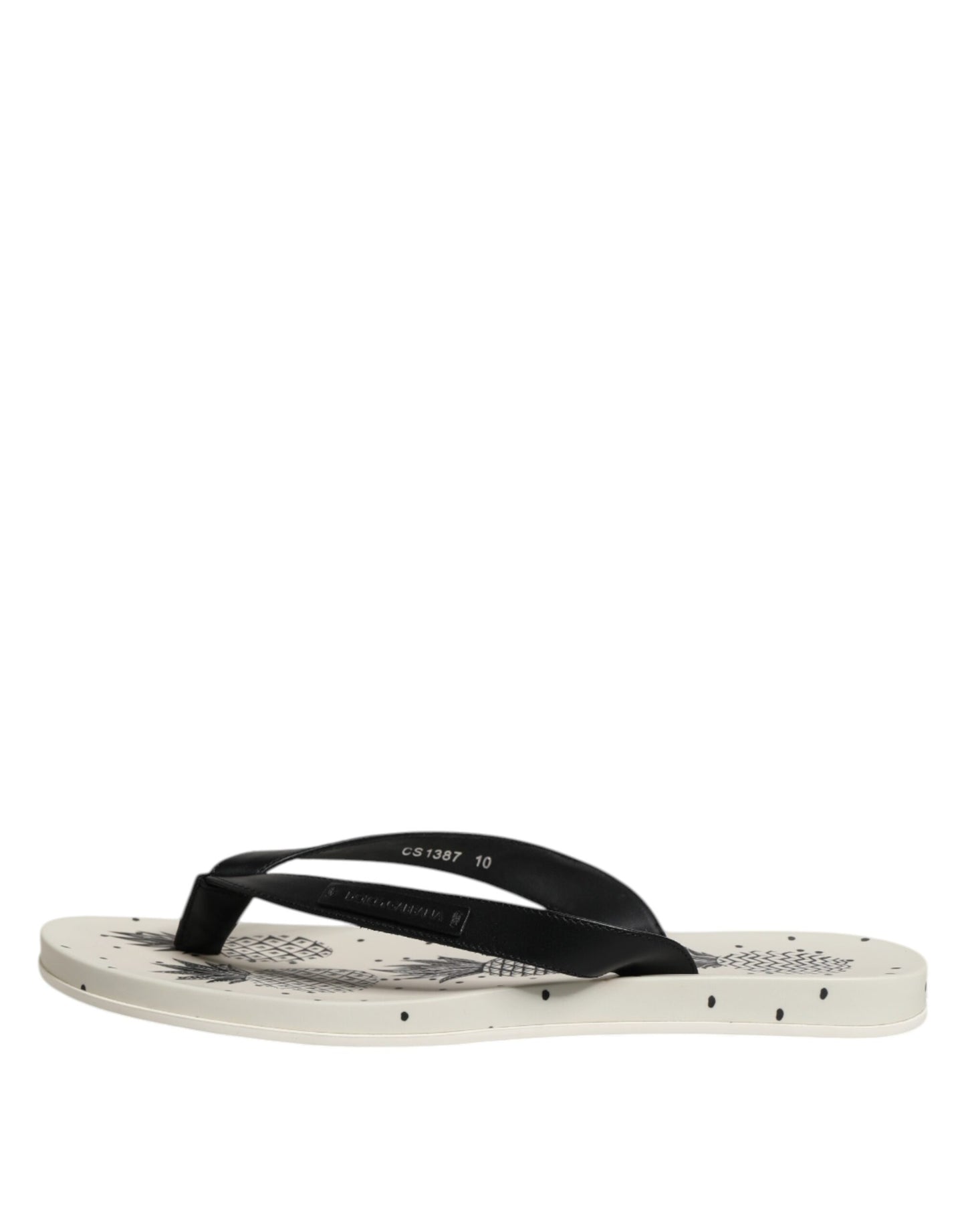 Dolce & Gabbana White Pineapple Print Slides Beachwear Shoes