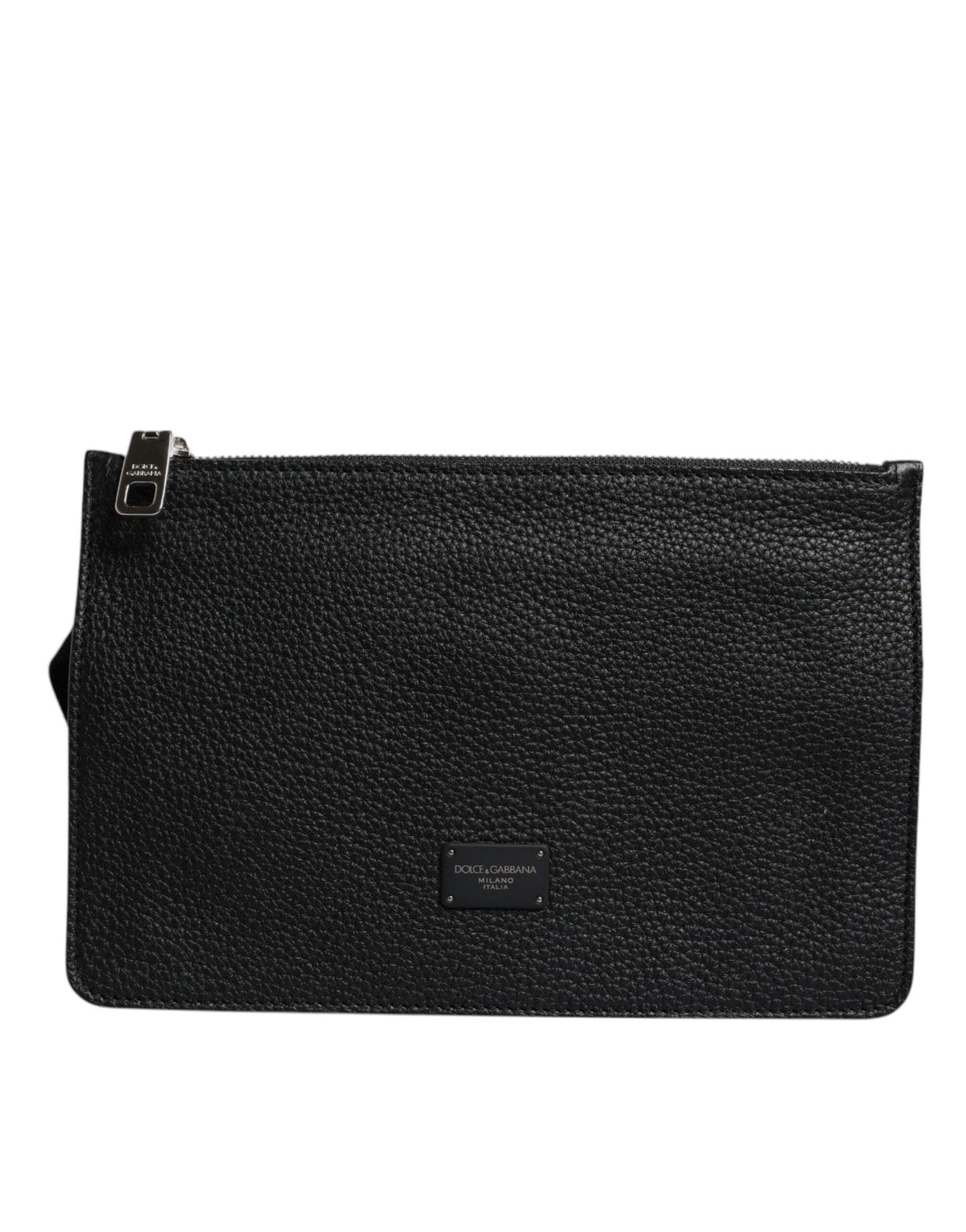Dolce & Gabbana Black Leather Logo Embossed Men Waist Fanny Pack Bag