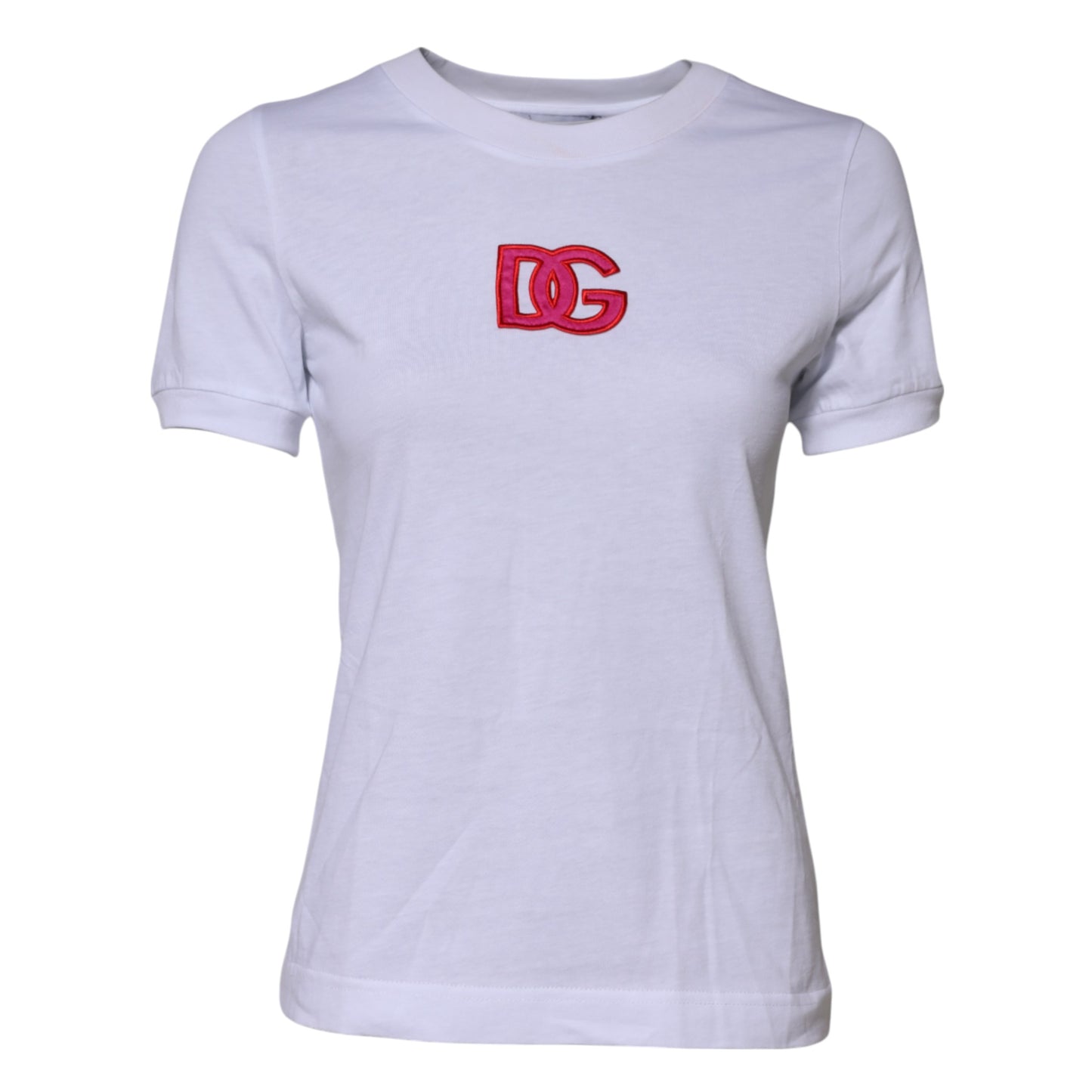 Dolce & Gabbana White Cotton DG Logo Embroidery Top T-shirt