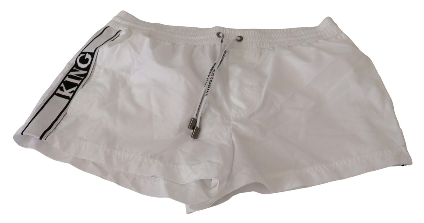 Dolce & Gabbana White King Mens Beachwear Swimwear Shorts