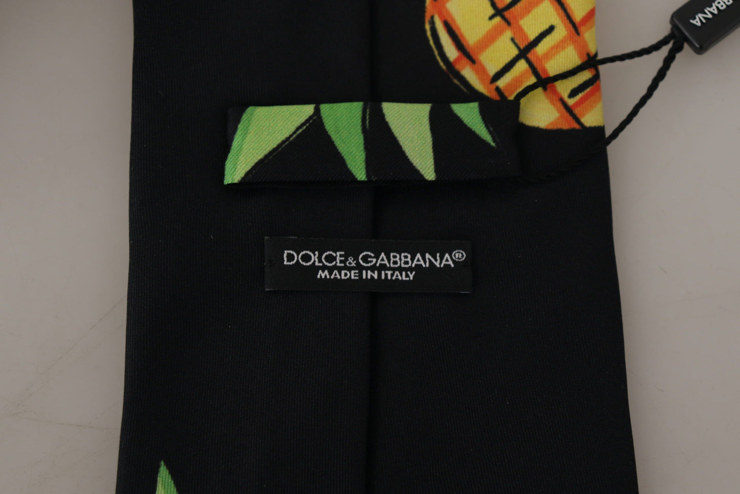 Dolce & Gabbana Black Pineapple Print Necktie Accessory Tie