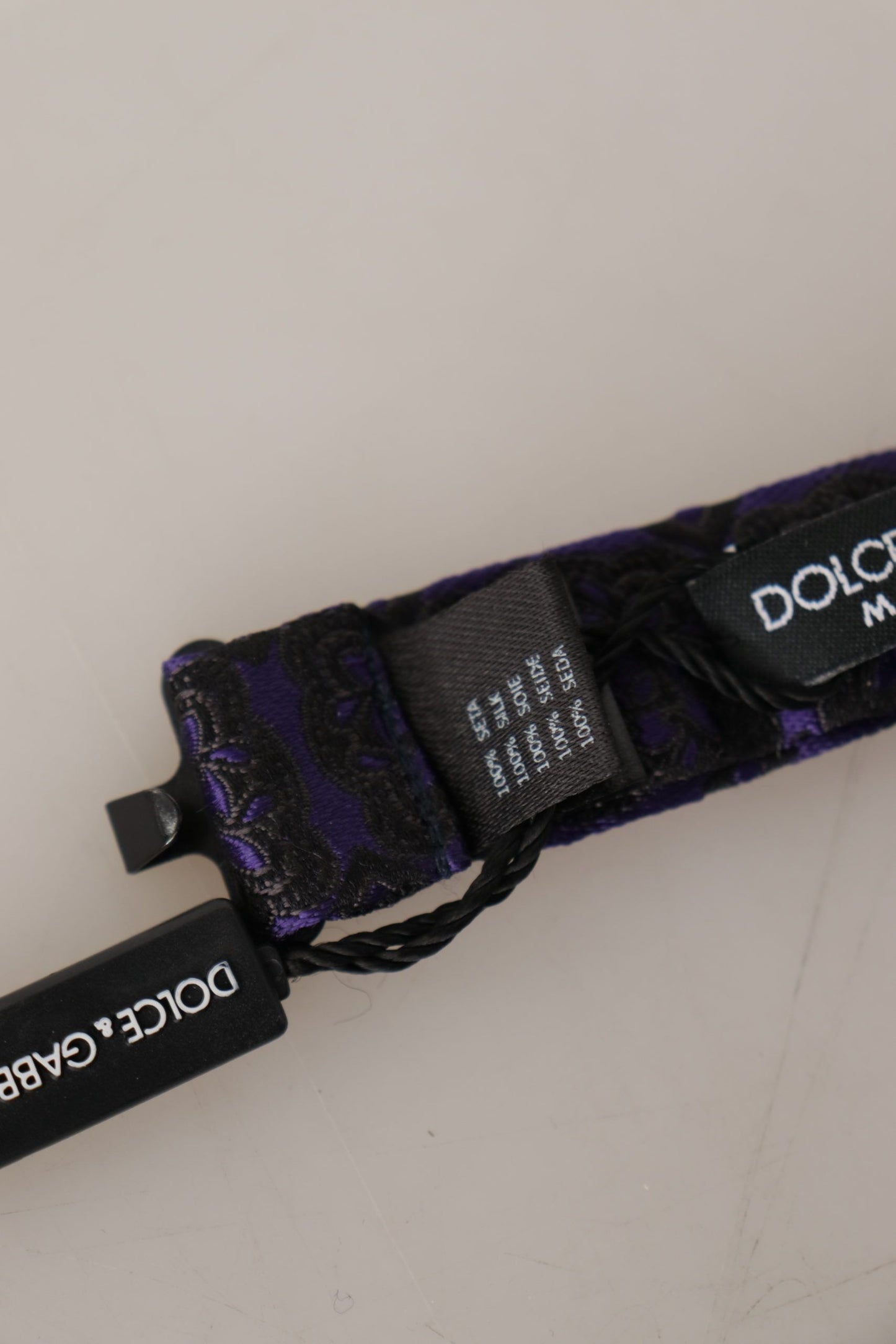 Dolce & Gabbana Blue Geometric Silk Adjustable Neck Papillon Tie