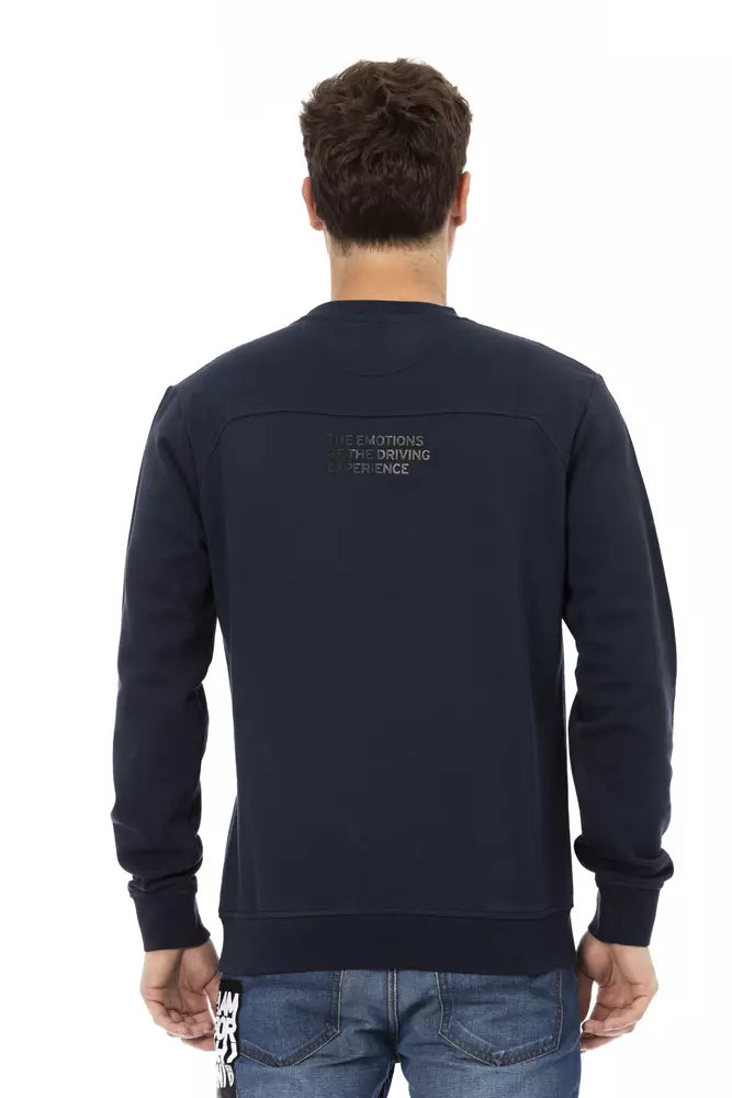 Automobili Lamborghini Blue Cotton Men Sweater with Chest Pocket