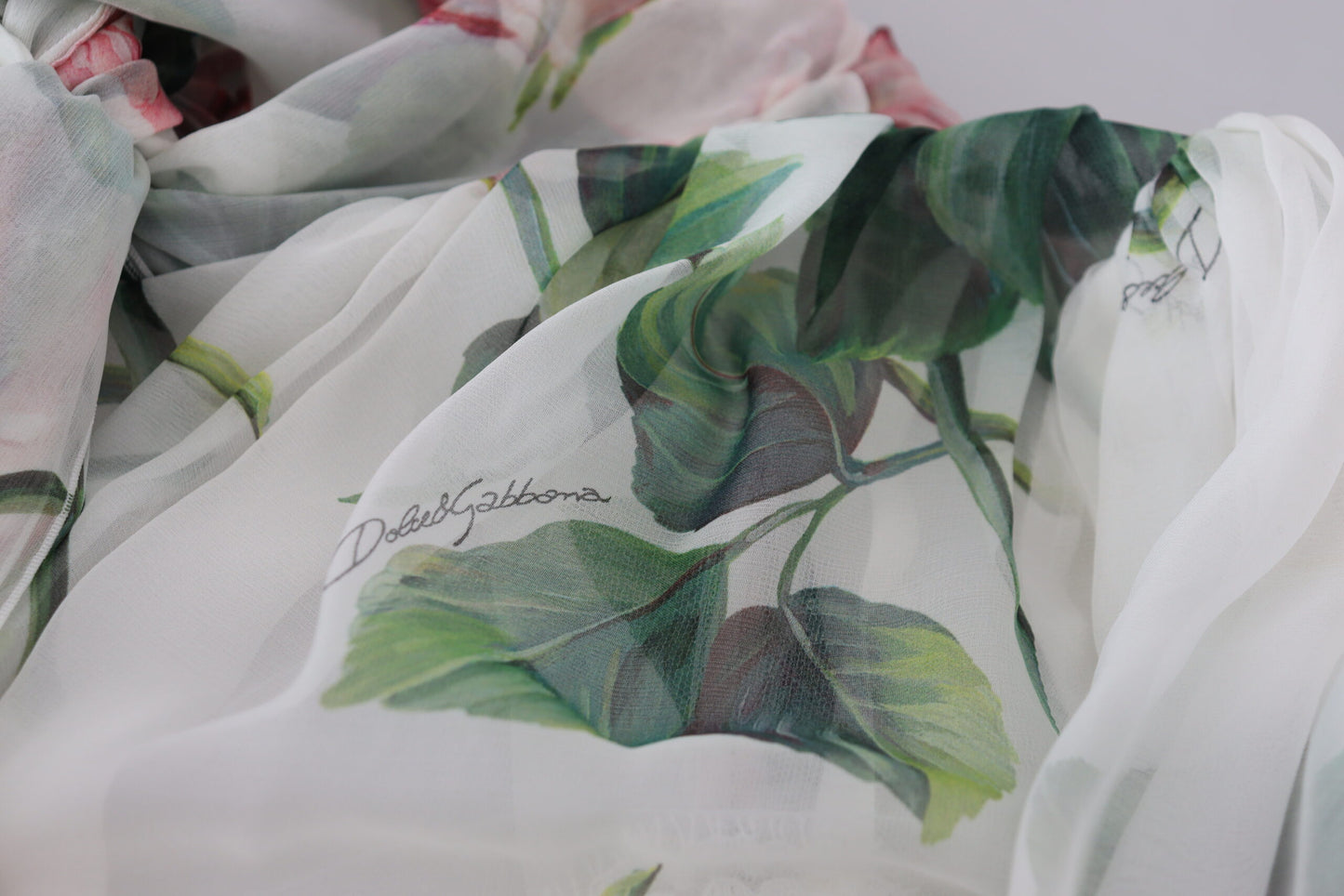 Dolce & Gabbana White Floral Roses Silk Maxi Long Gown Dress