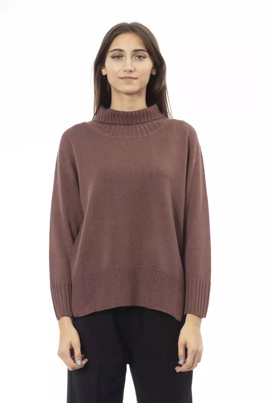 Alpha Studio Brown Tencel Women Sweater