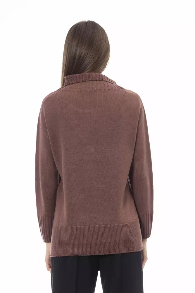 Alpha Studio Brown Tencel Women Sweater