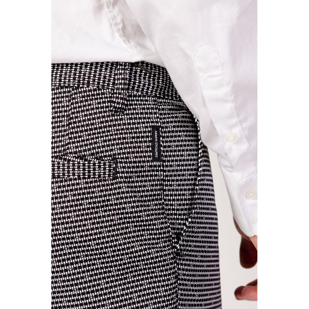 Armani Exchange Black And White Cotton Bermuda