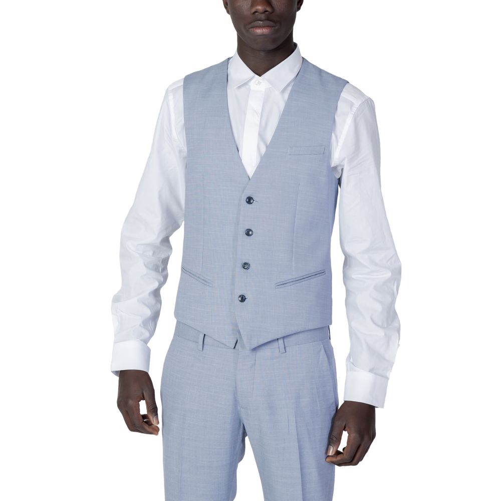 Antony Morato Blue Polyester Waistcoat