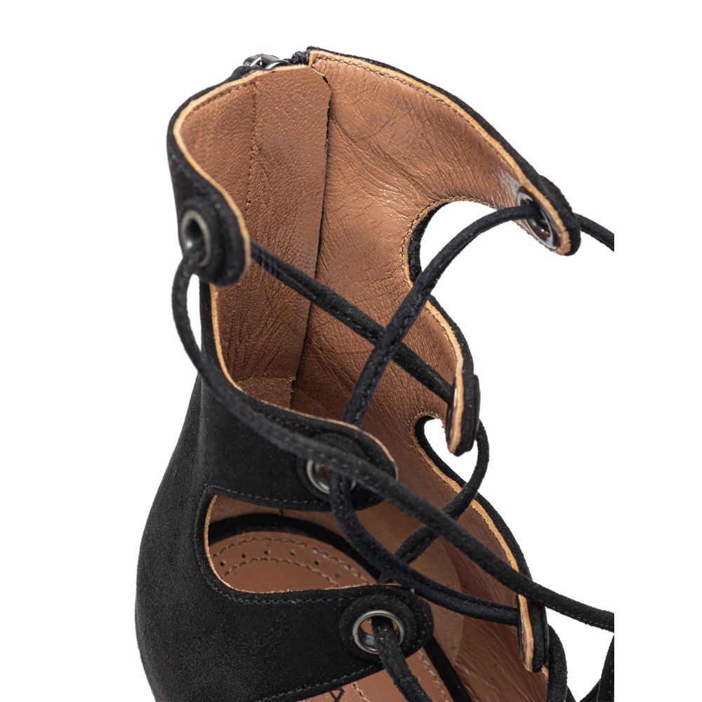 Alaïa Black Suede Leather Sandal