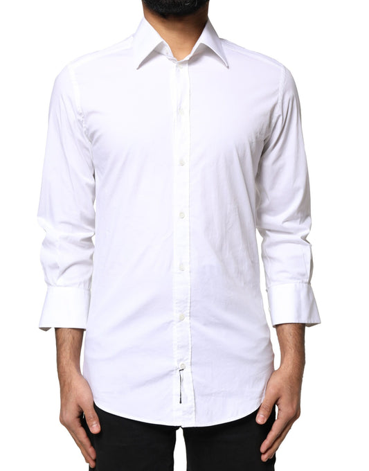 Dolce & Gabbana White GOLD Cotton Long Sleeves Men Dress Shirt