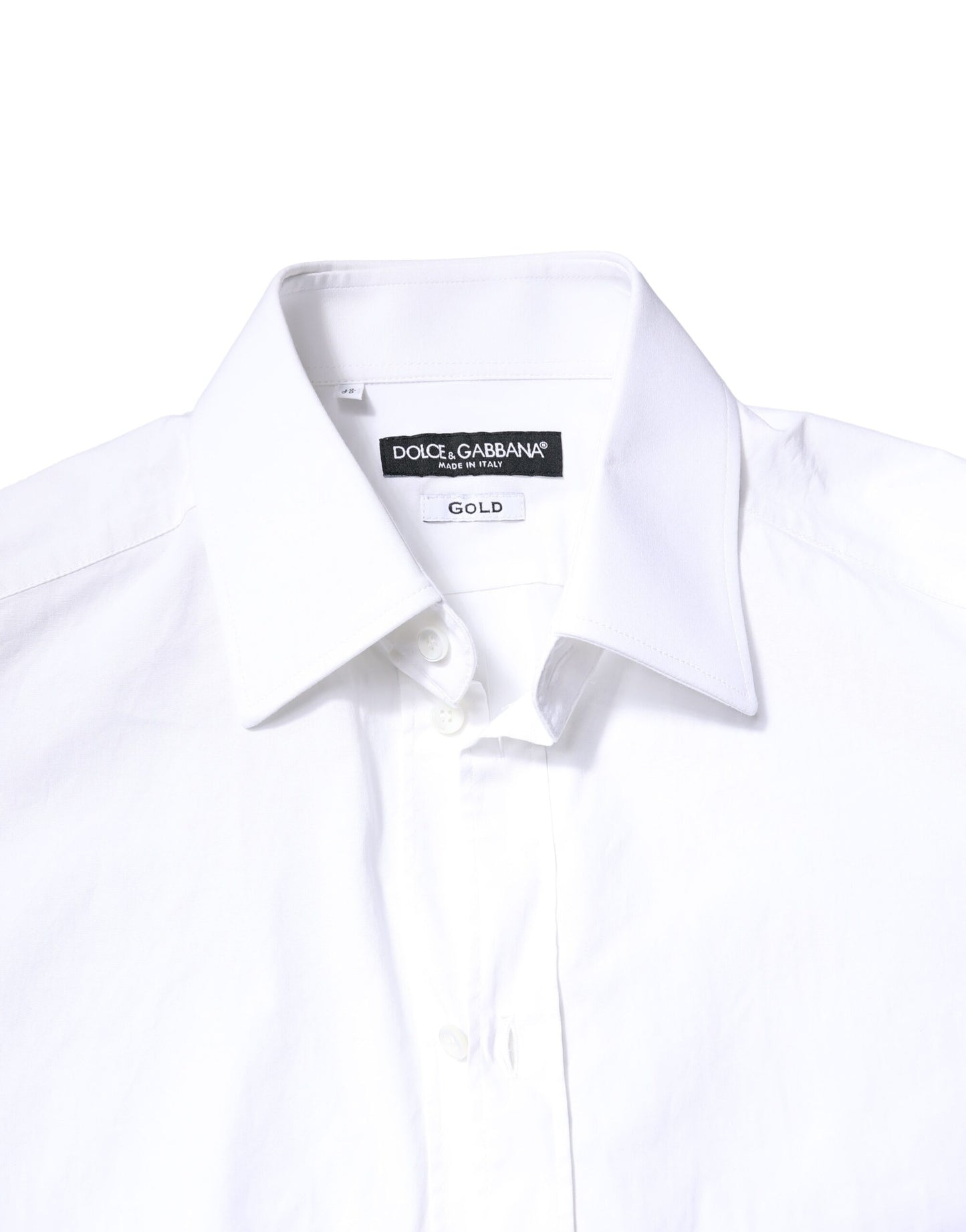 Dolce & Gabbana White GOLD Cotton Long Sleeves Men Dress Shirt